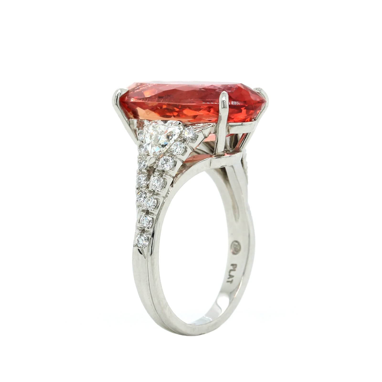 Oscar Heyman Platinum Pink Imperial Topaz and Diamond Ring - Image 2