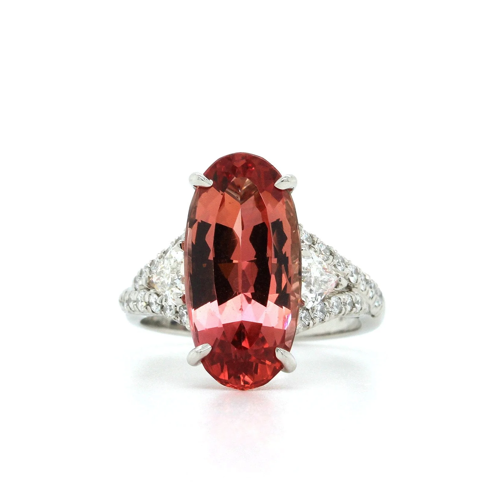 Oscar Heyman Platinum Pink Imperial Topaz and Diamond Ring - Image 4
