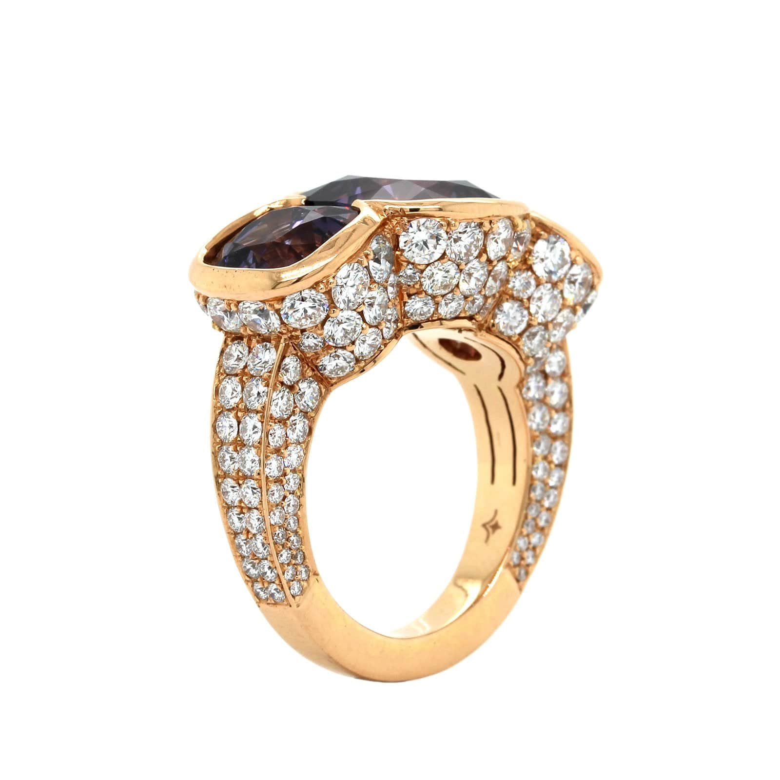 18K Rose Gold Purple Spinel and Diamond Ring - Image 2