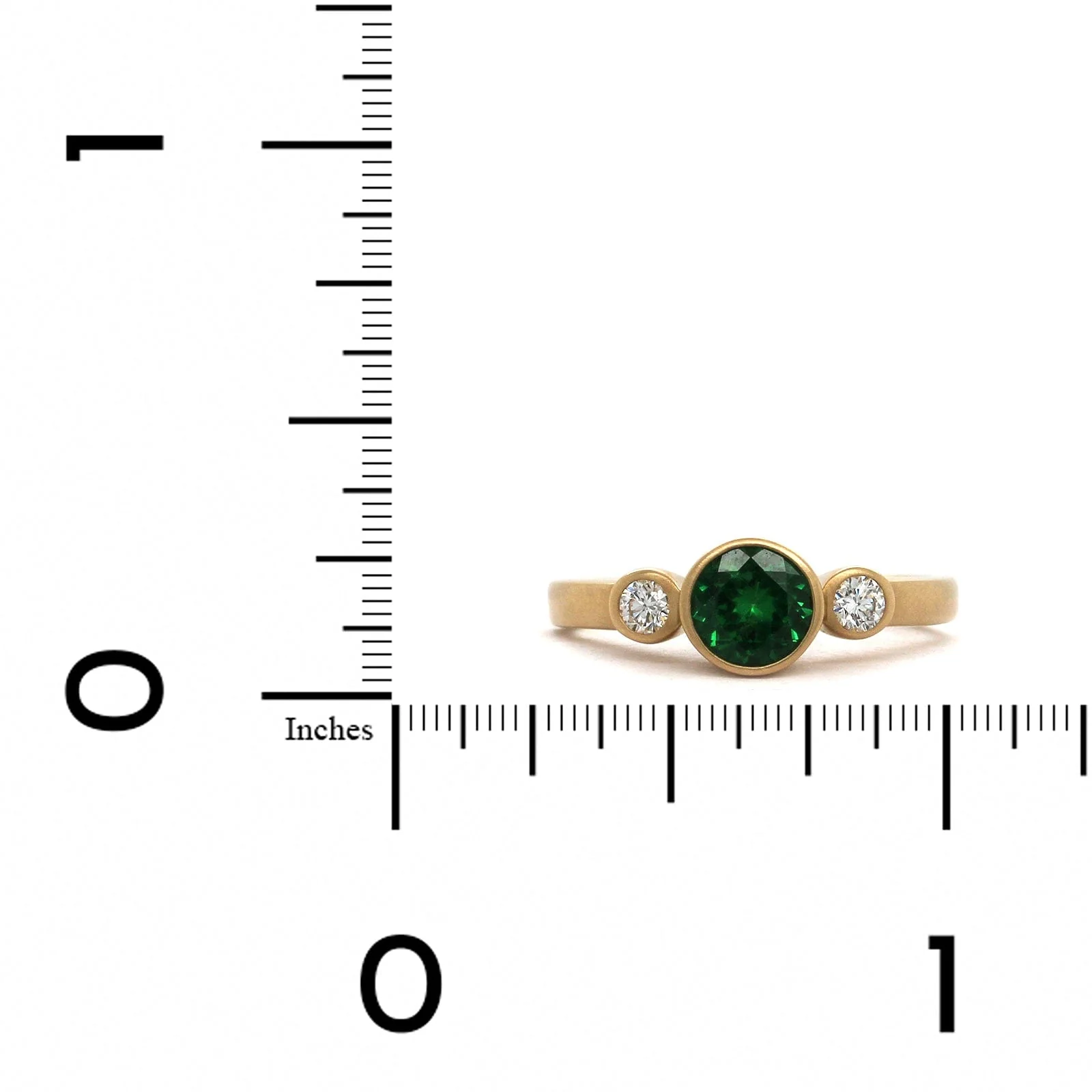 14K Yellow Gold Tsavorite Diamond 3 Stone Ring - Image 3
