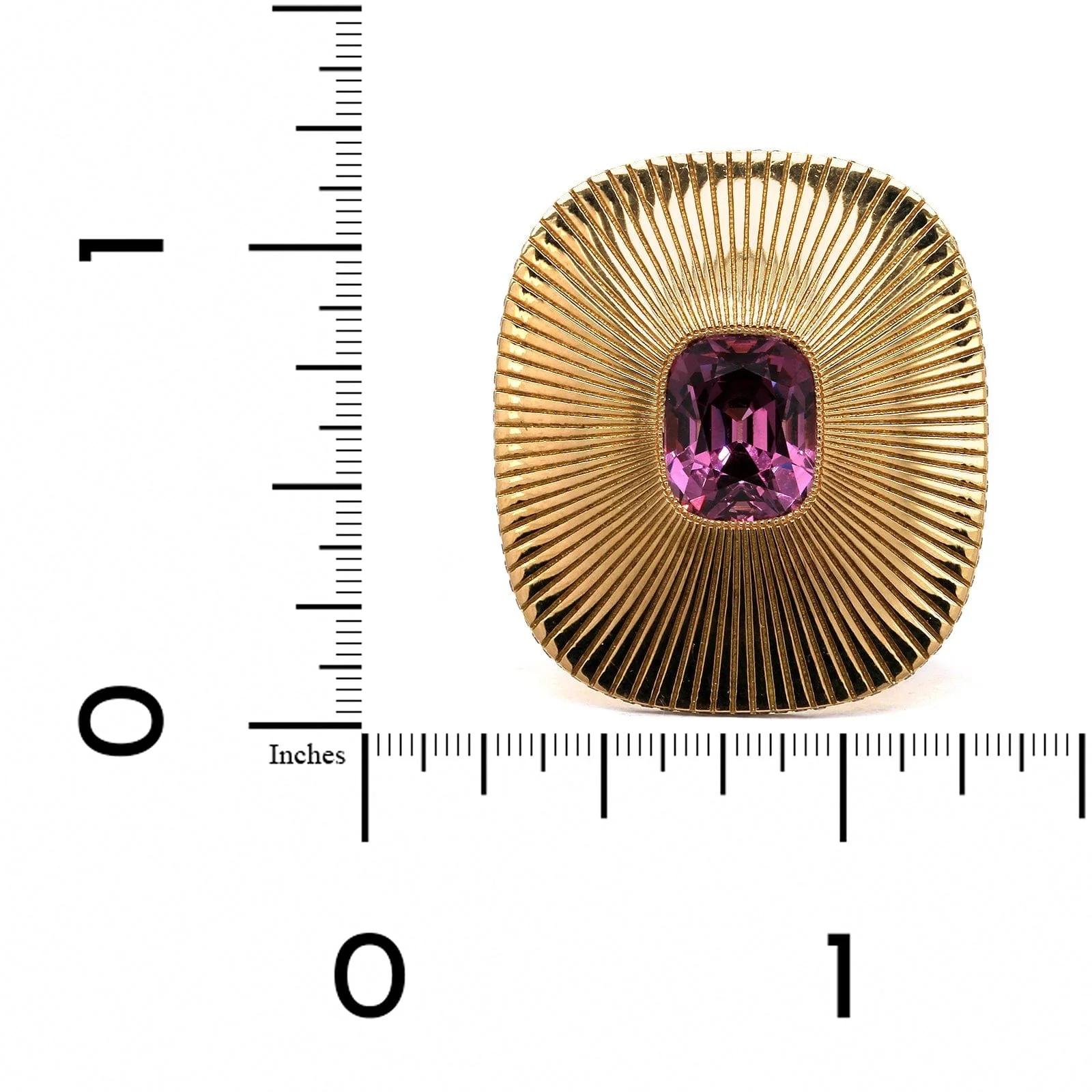 18K Rose Gold Pink Spinel Diamond Disc Ring - Image 4