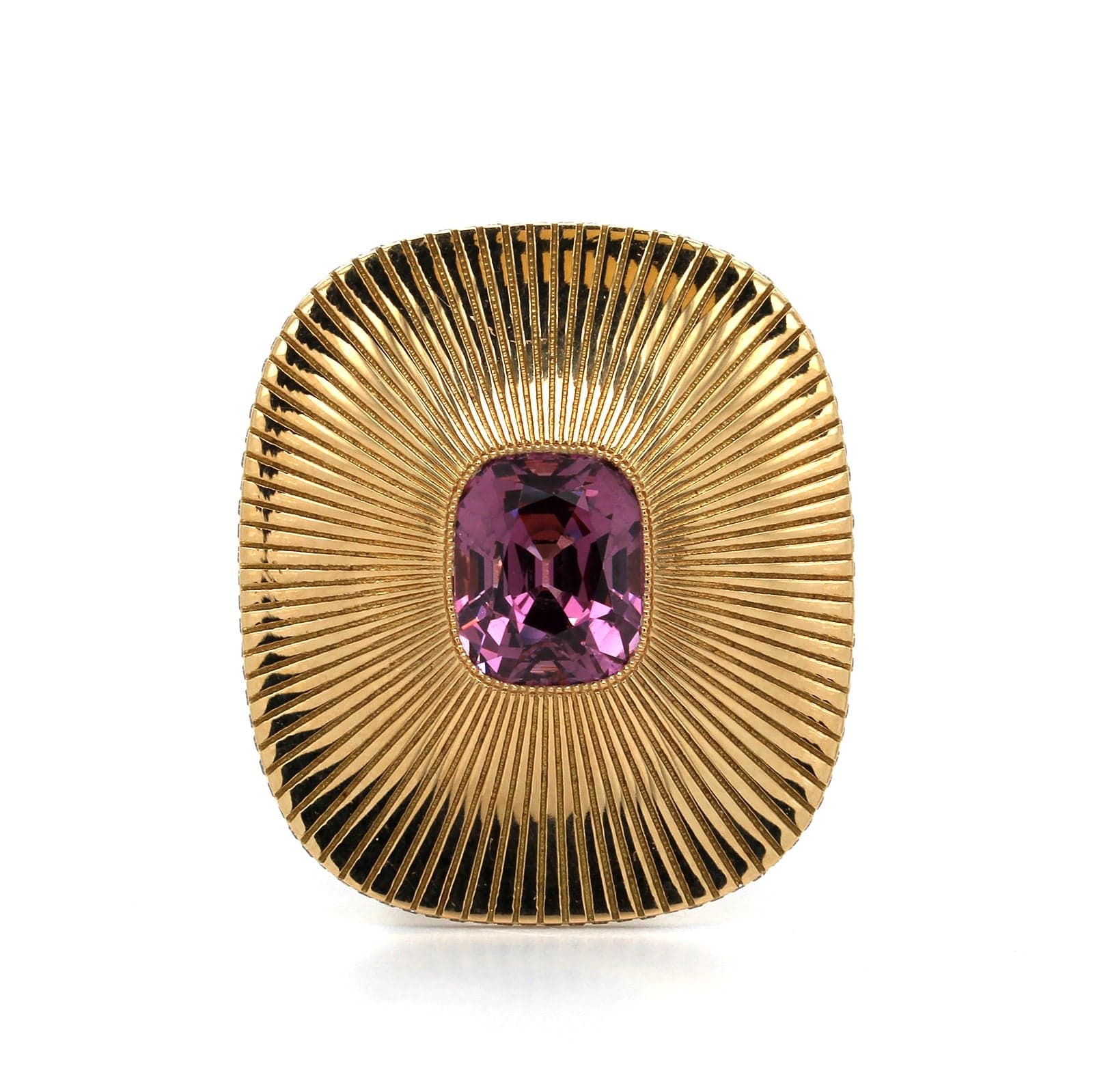 18K Rose Gold Pink Spinel Diamond Disc Ring - Image 5