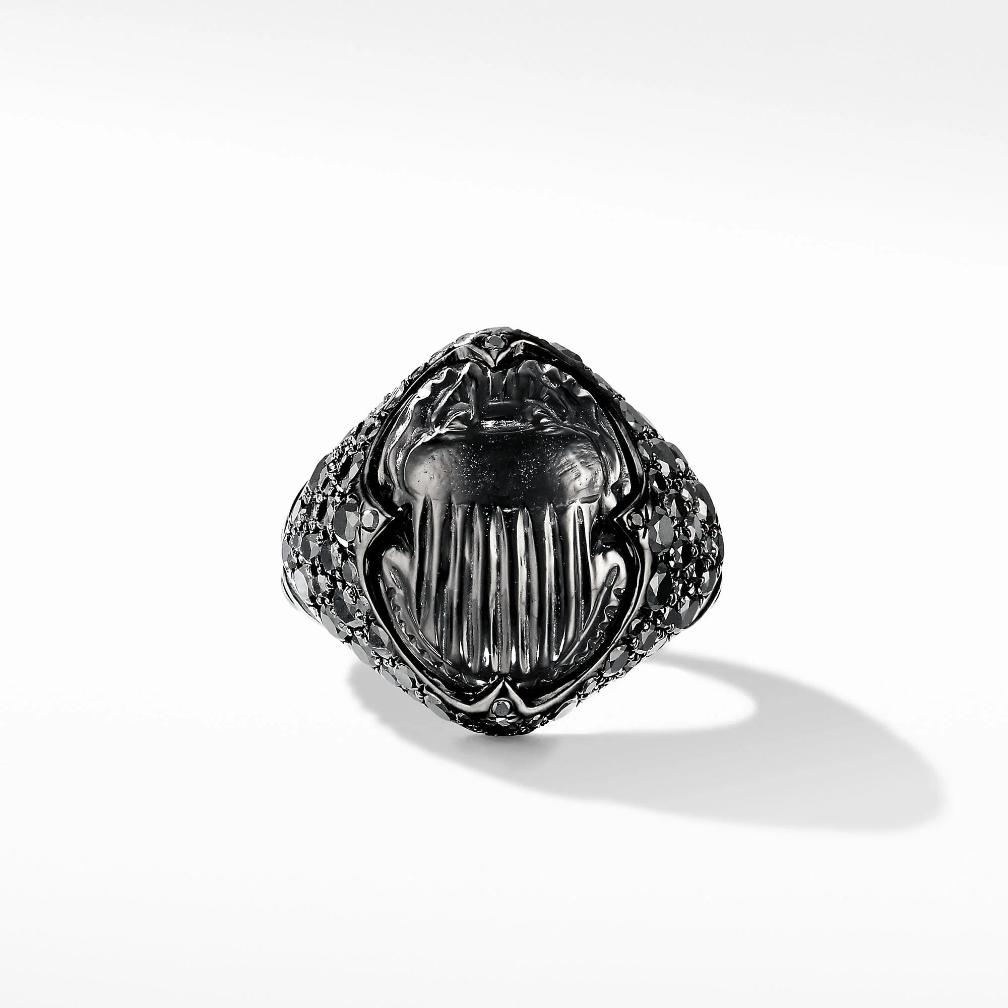 Petrvs Pinky Ring in 18K White Gold with Black Rhodium, Black Onyx and Pavé Black Diamonds - Image 3