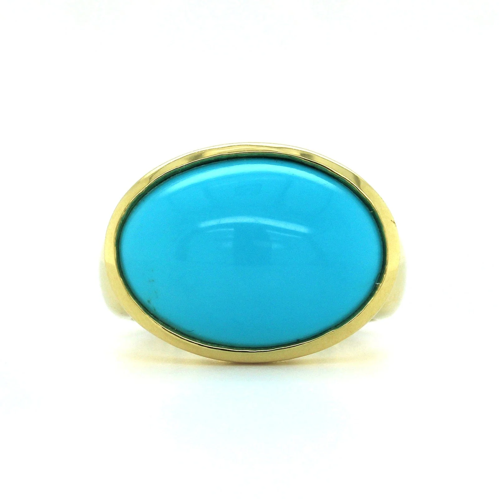 18K Yellow Gold Oval Arizona Turquoise Ring