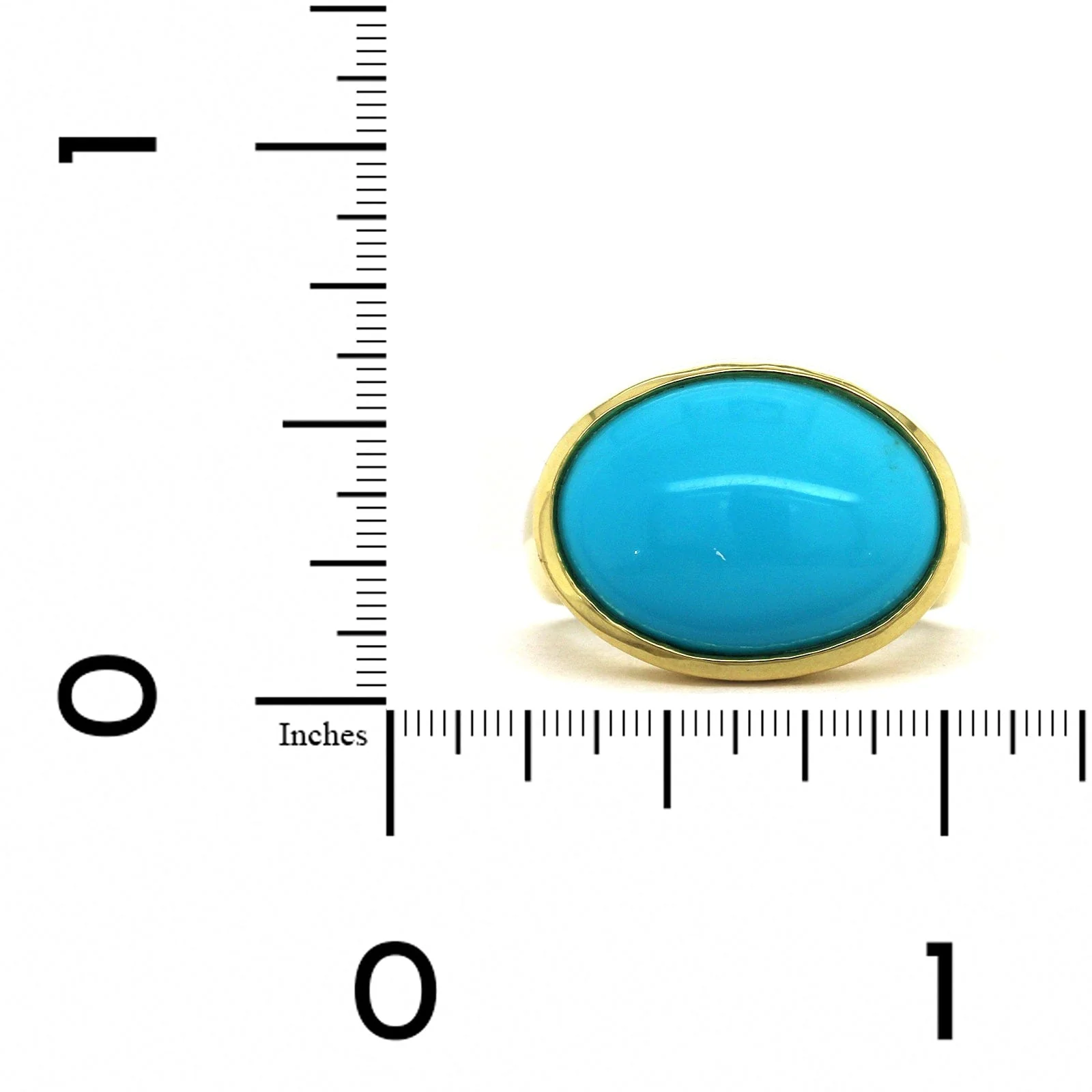 18K Yellow Gold Oval Arizona Turquoise Ring - Image 4