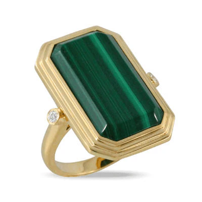18K Yellow Gold Malachite Ring