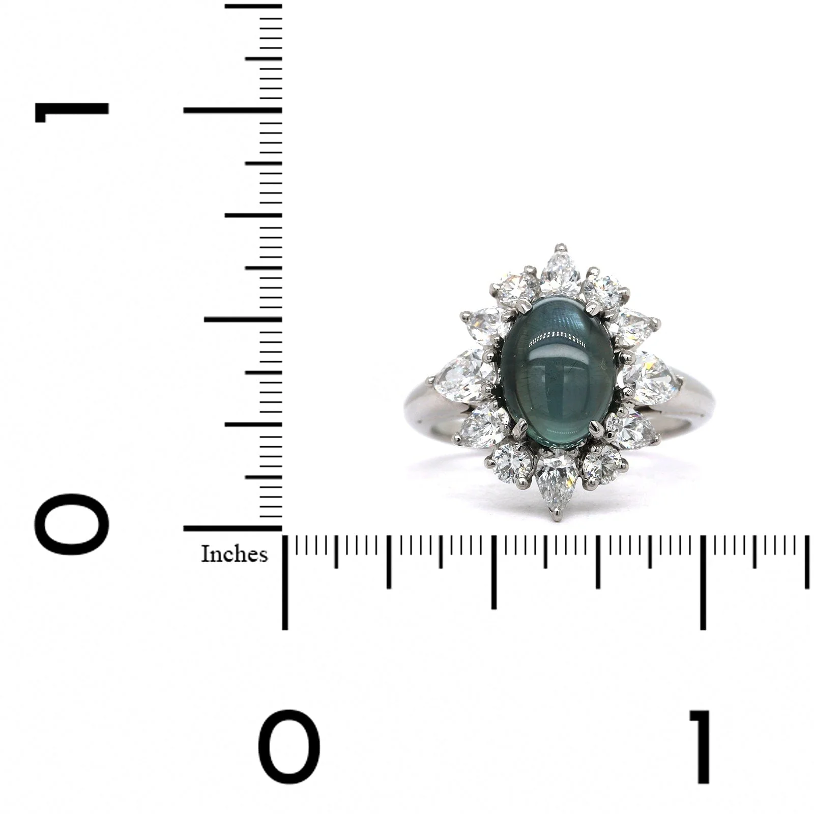 Oscar Heyman Platinum Oval Cat's Eye Alexandrite Diamond Ring - Image 3