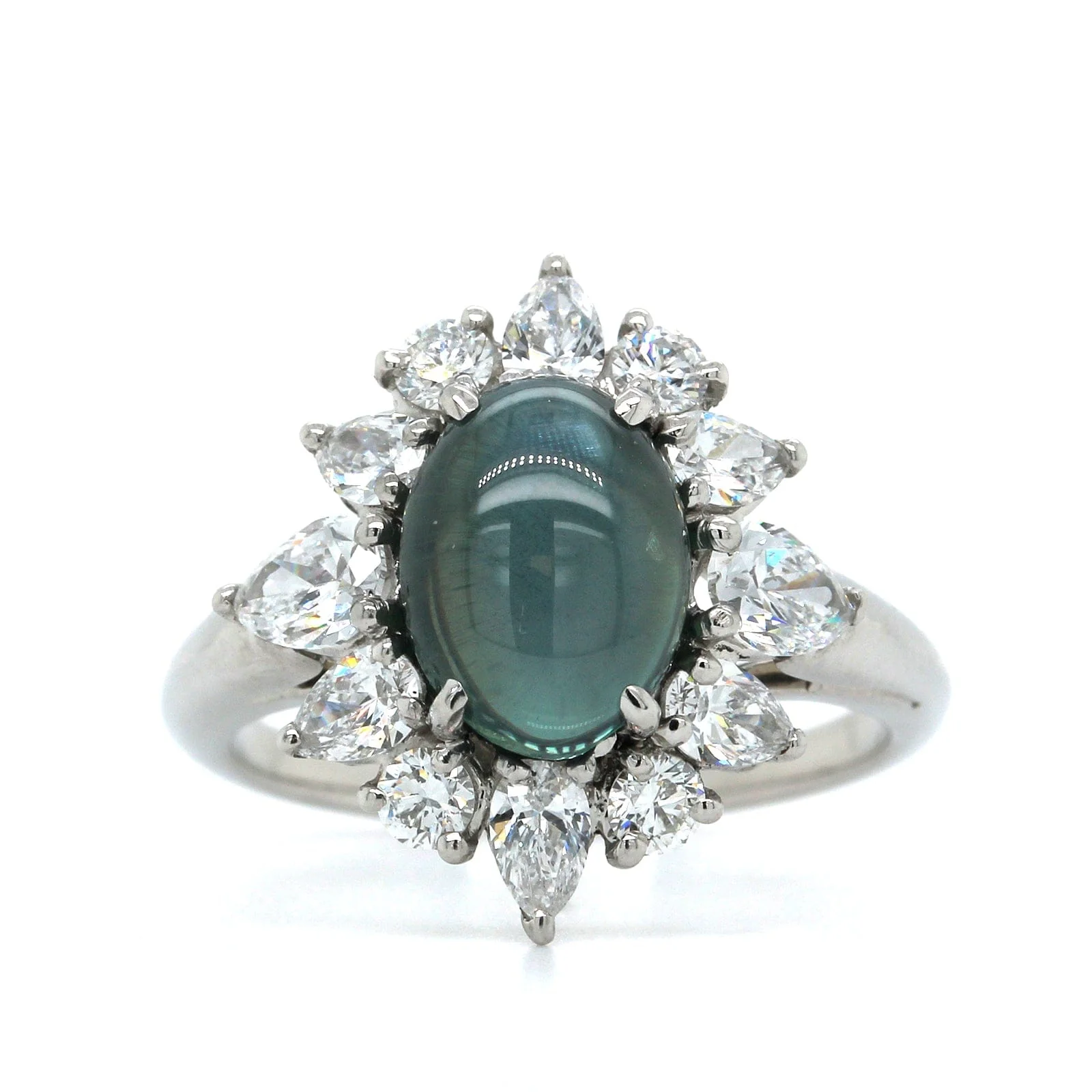 Oscar Heyman Platinum Oval Cat's Eye Alexandrite Diamond Ring - Image 4