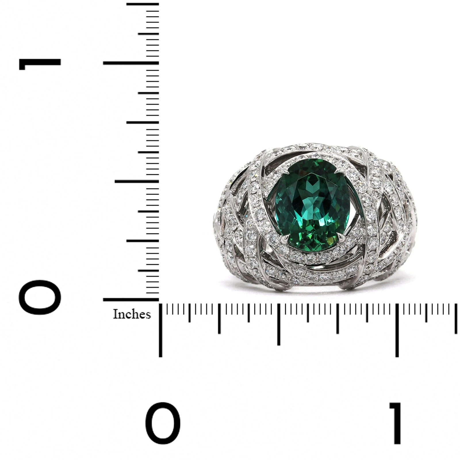 18K White Gold Green Tourmaline Diamond Ring - Image 3