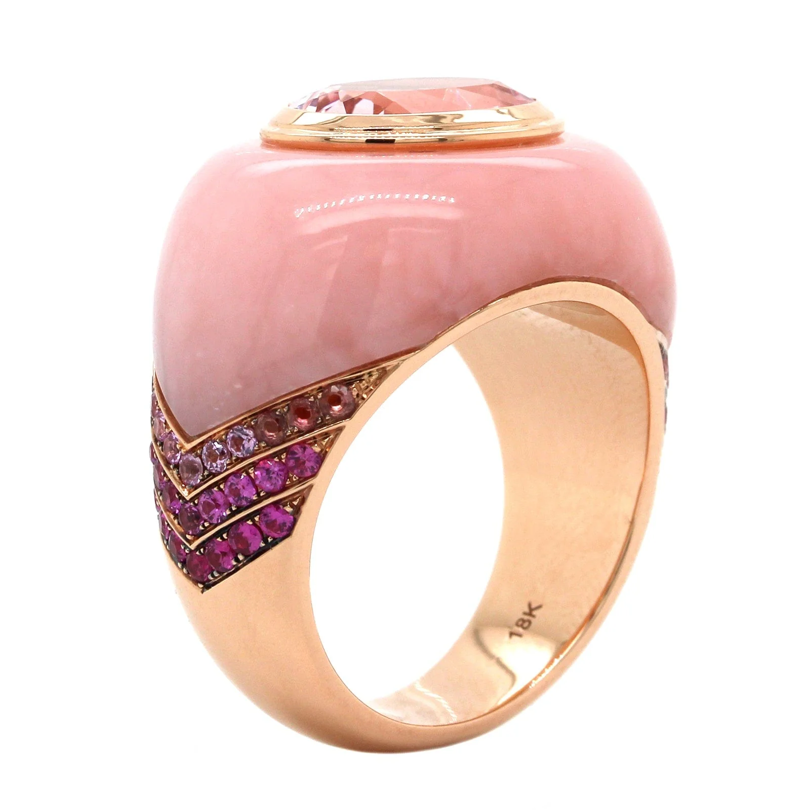 Emily P. Wheeler 18K Yellow Gold Pink Sapphire and Morganite Chubby Ring - Image 3