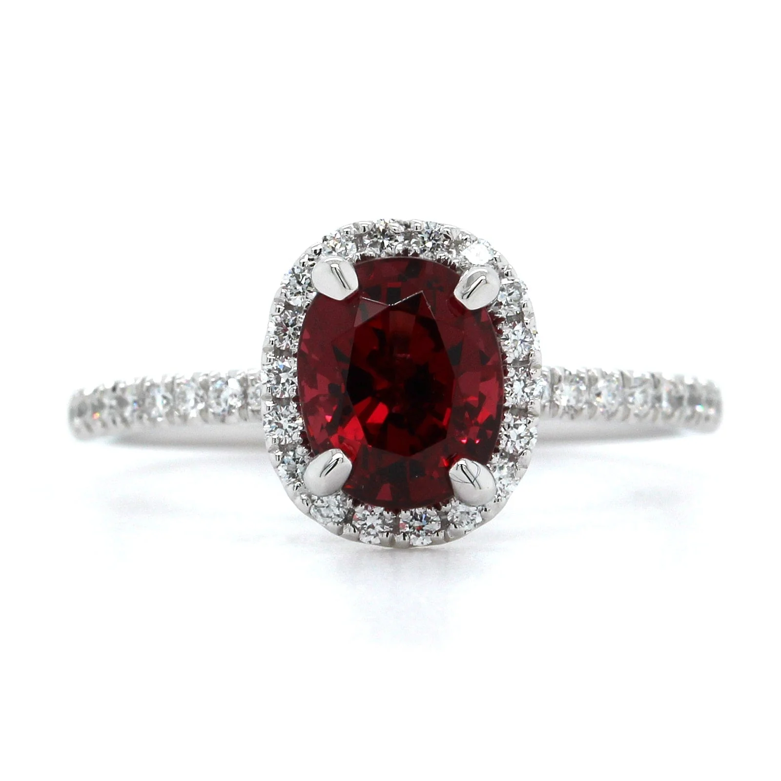 Platinum Oval Spinel Diamond Halo Ring