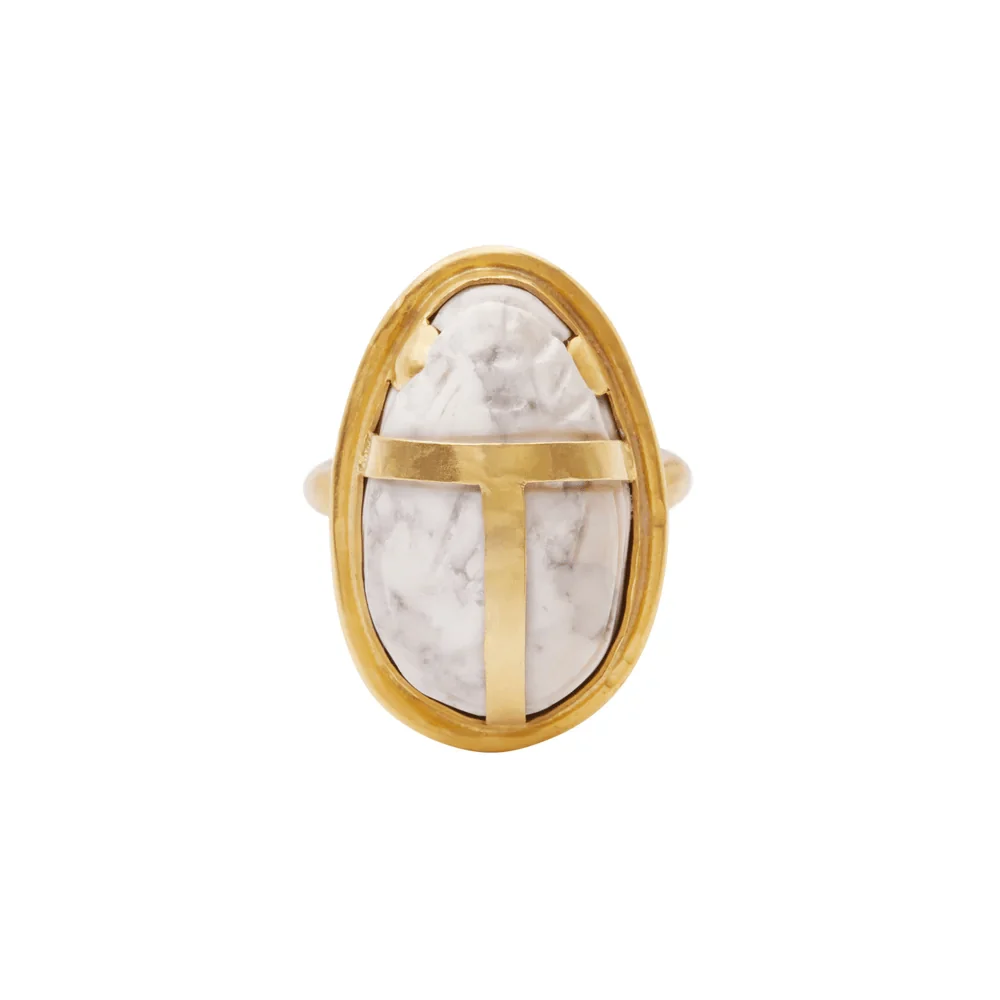 Christina Alexiou 14K Yellow Gold Scarab Howlite Ring