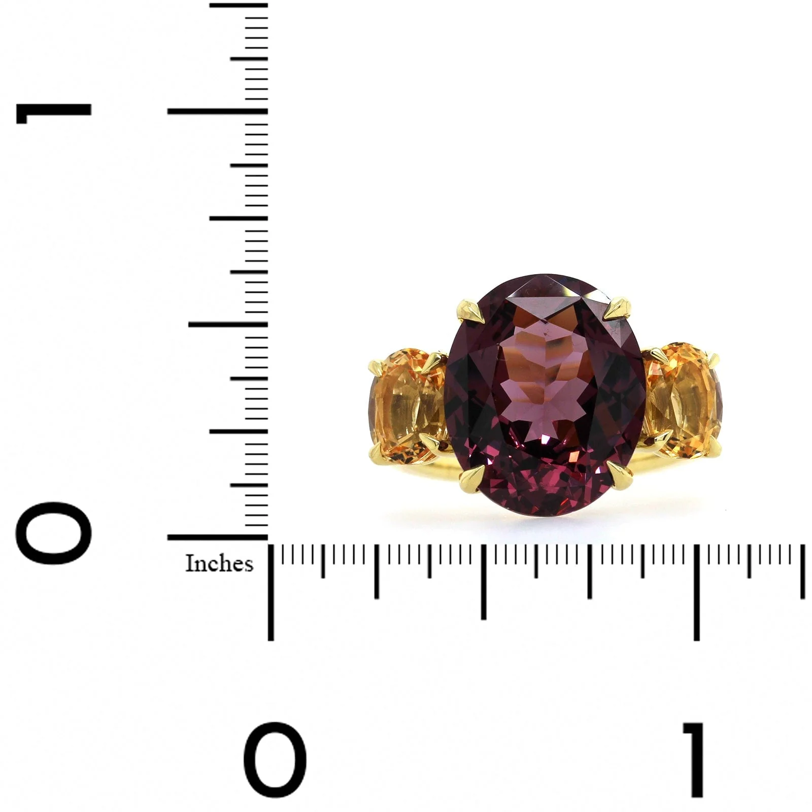 18K Yellow Gold Spinel and Topaz 3 Stone Ring - Image 3