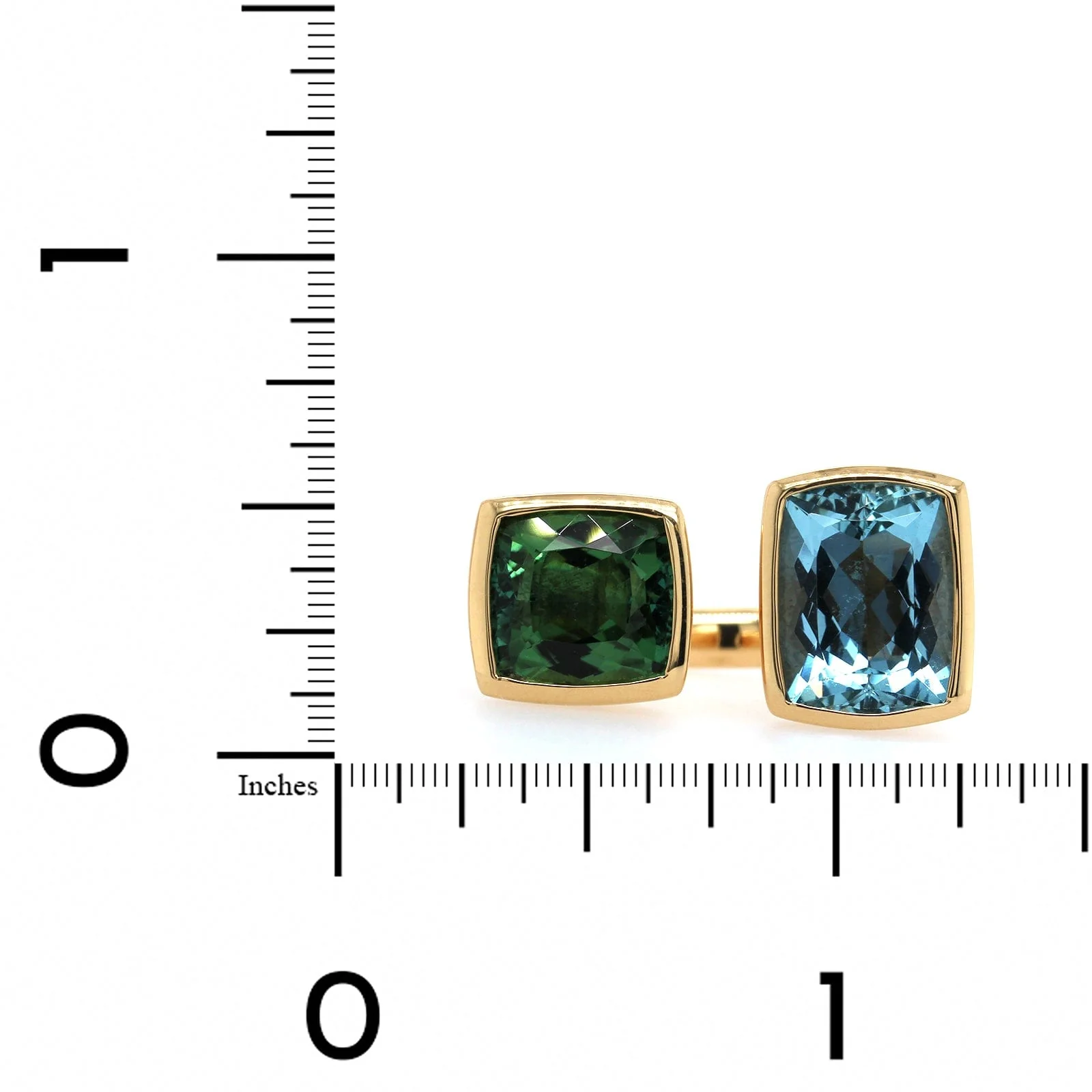 18K Yellow Gold Tourmaline and Aquamarine Open Ring - Image 4