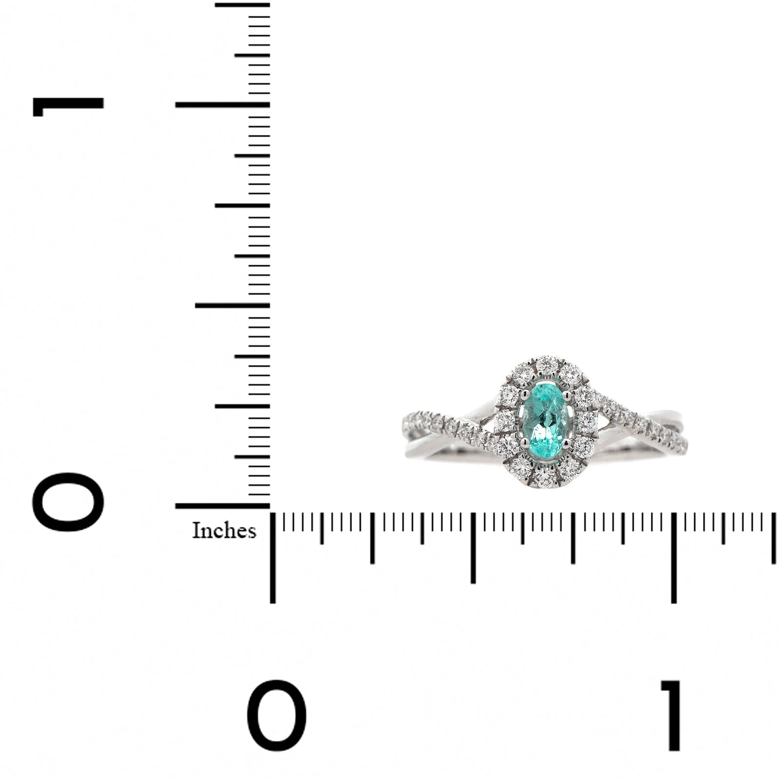 14K White Gold Paraiba and Diamond Halo Ring - Image 3