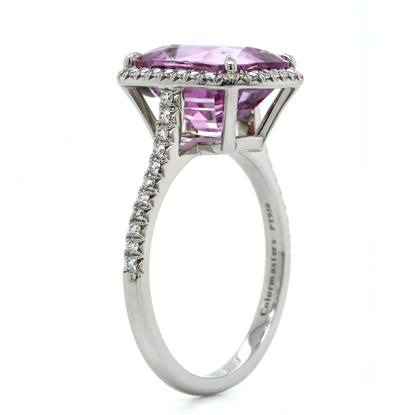 Platinum Pink Spinel Diamond Halo Ring - Image 2