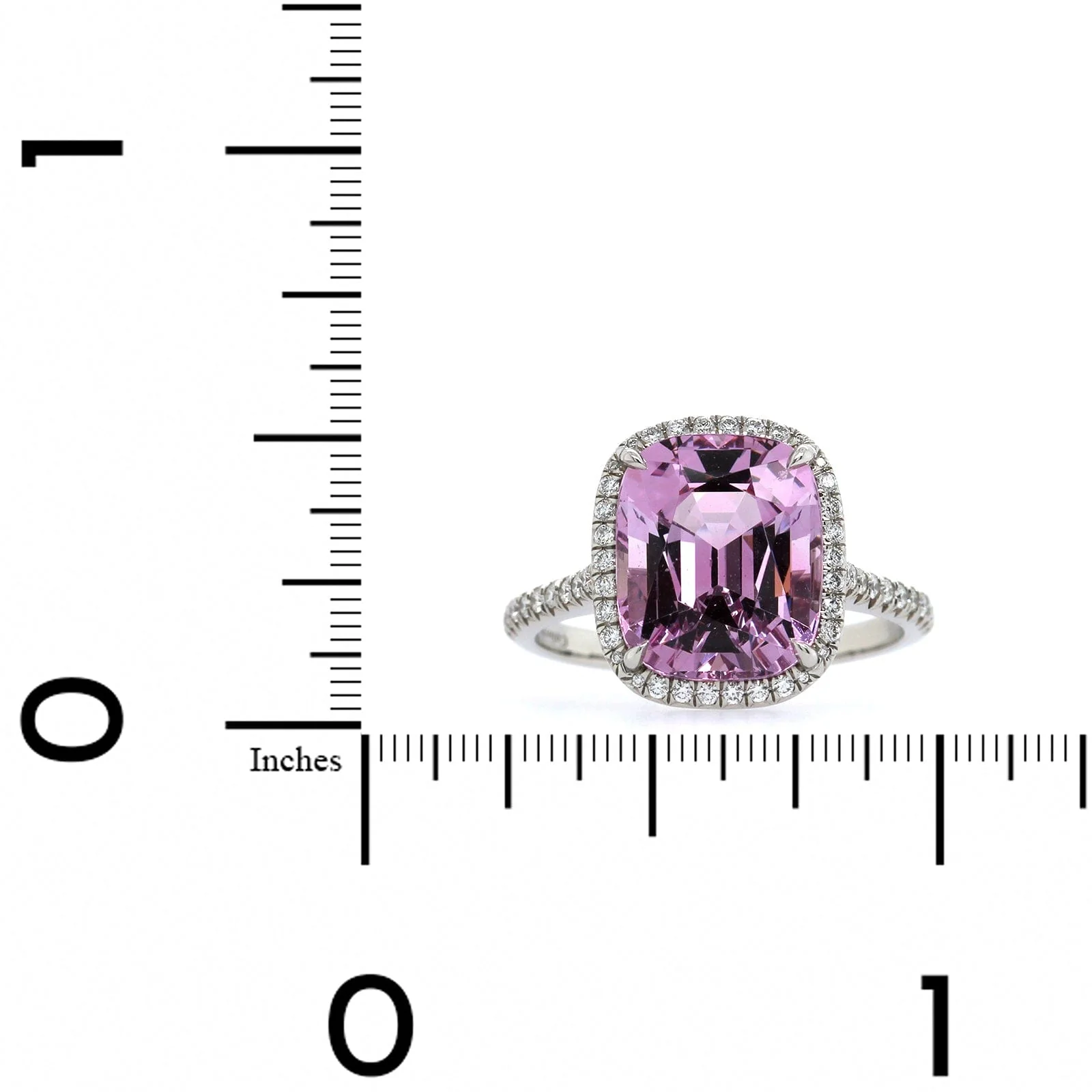 Platinum Pink Spinel Diamond Halo Ring - Image 3