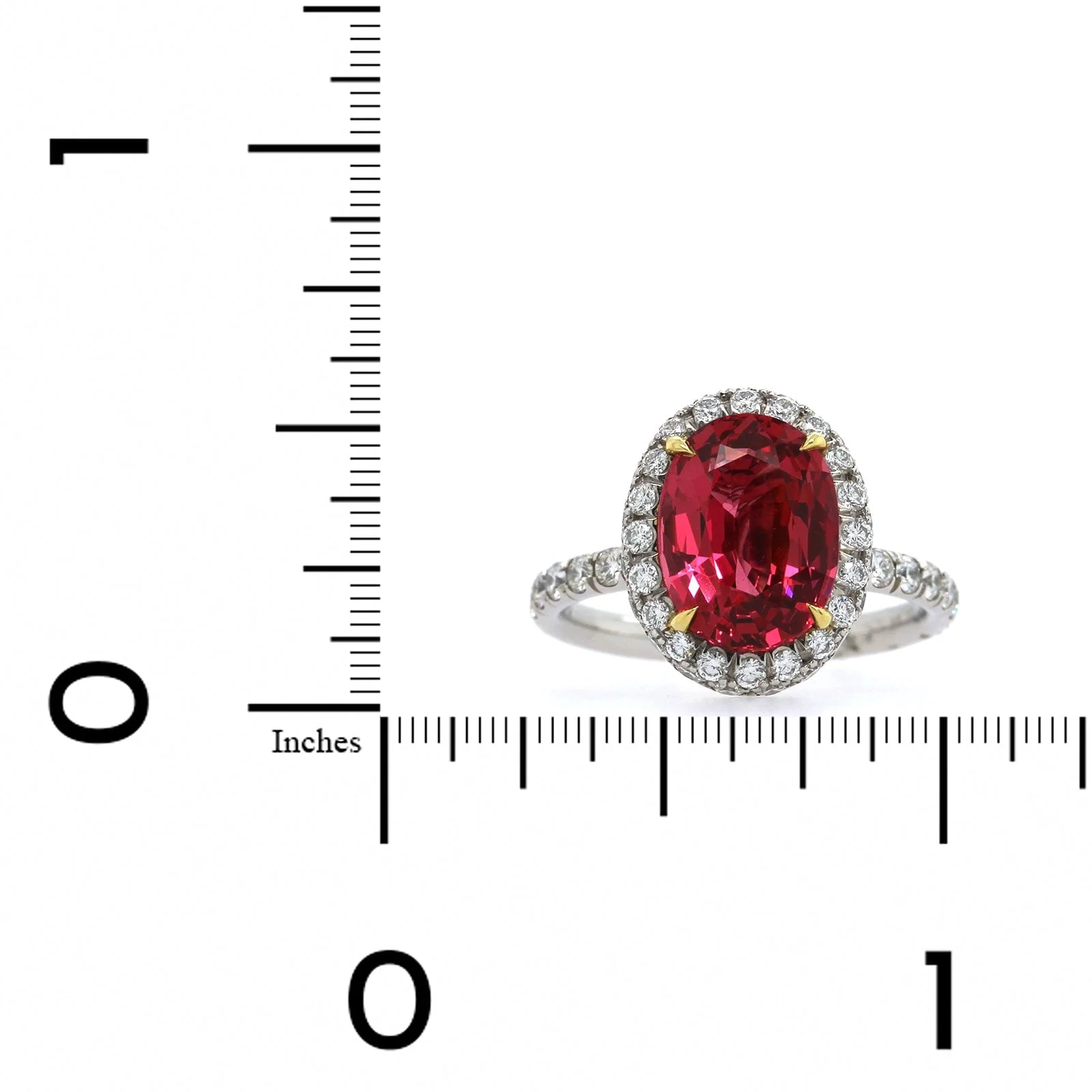 Platinum Red Spinel Diamond Halo Ring - Image 3