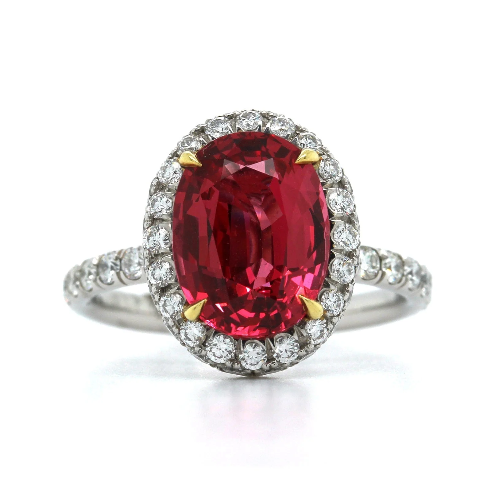 Platinum Red Spinel Diamond Halo Ring - Image 4