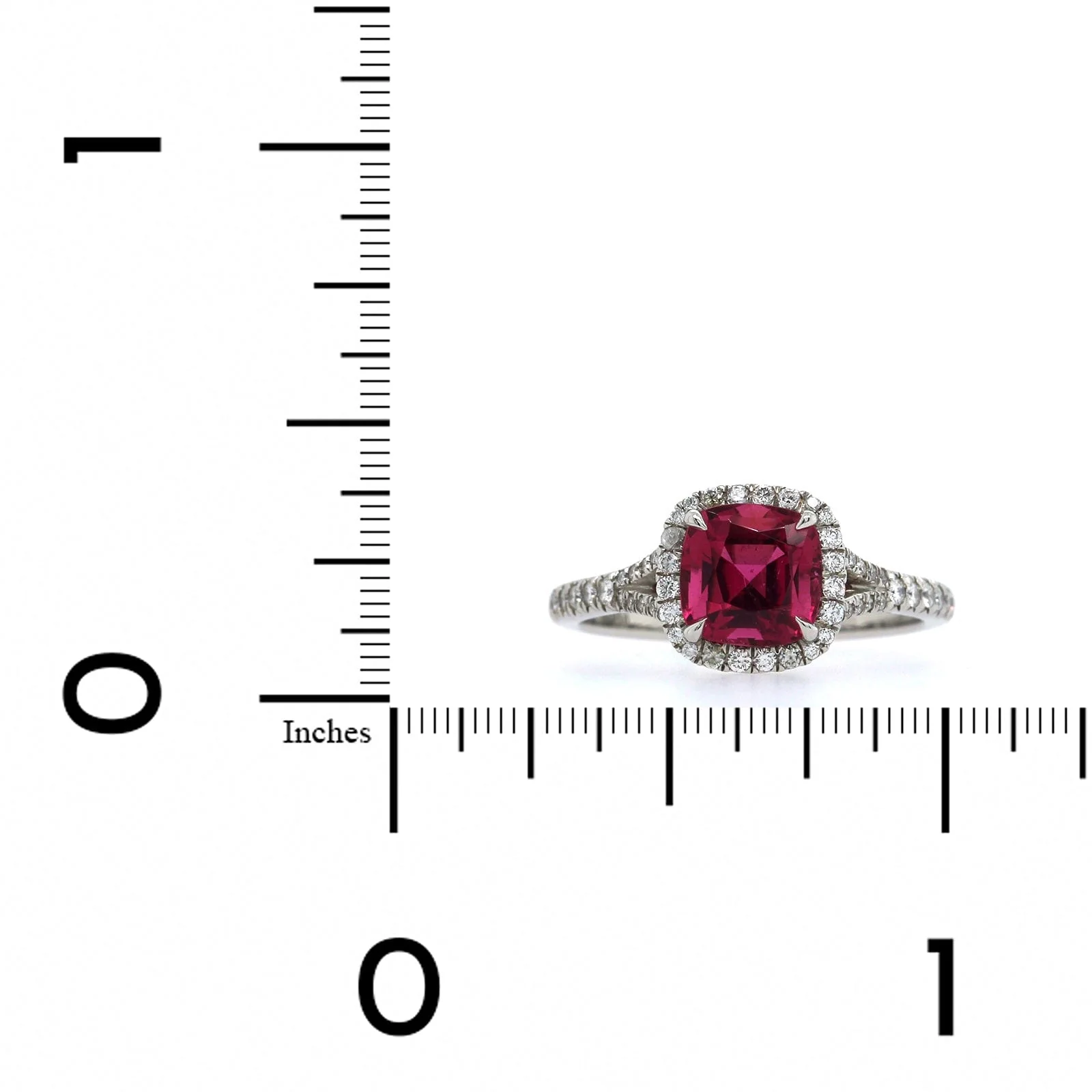 Platinum Rubellite Diamond Halo Ring - Image 3