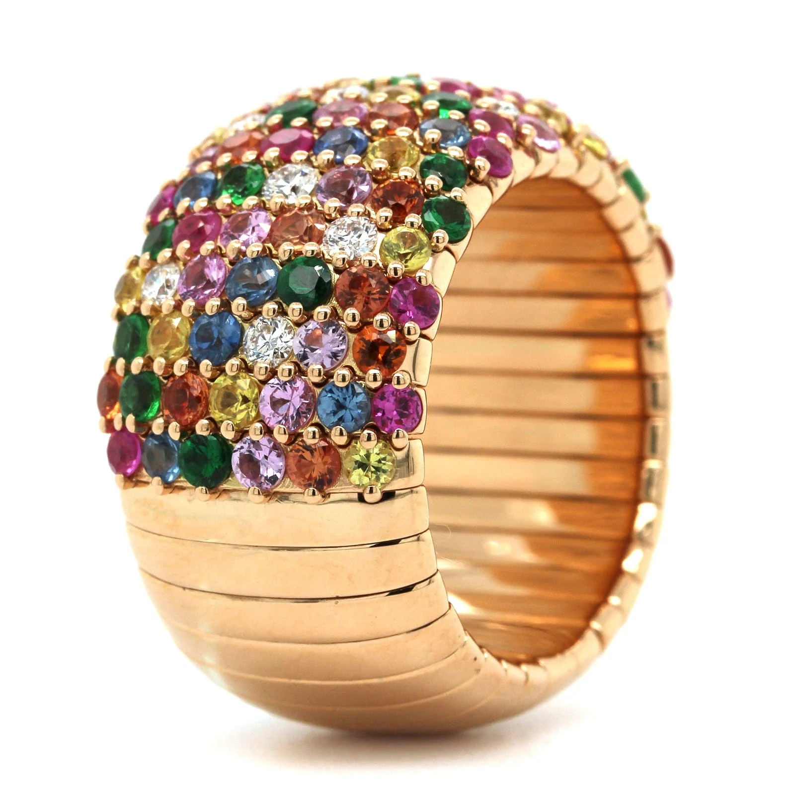 Zydo 18K Yellow Gold Diamond & Gemstone Stretch Ring - Image 2
