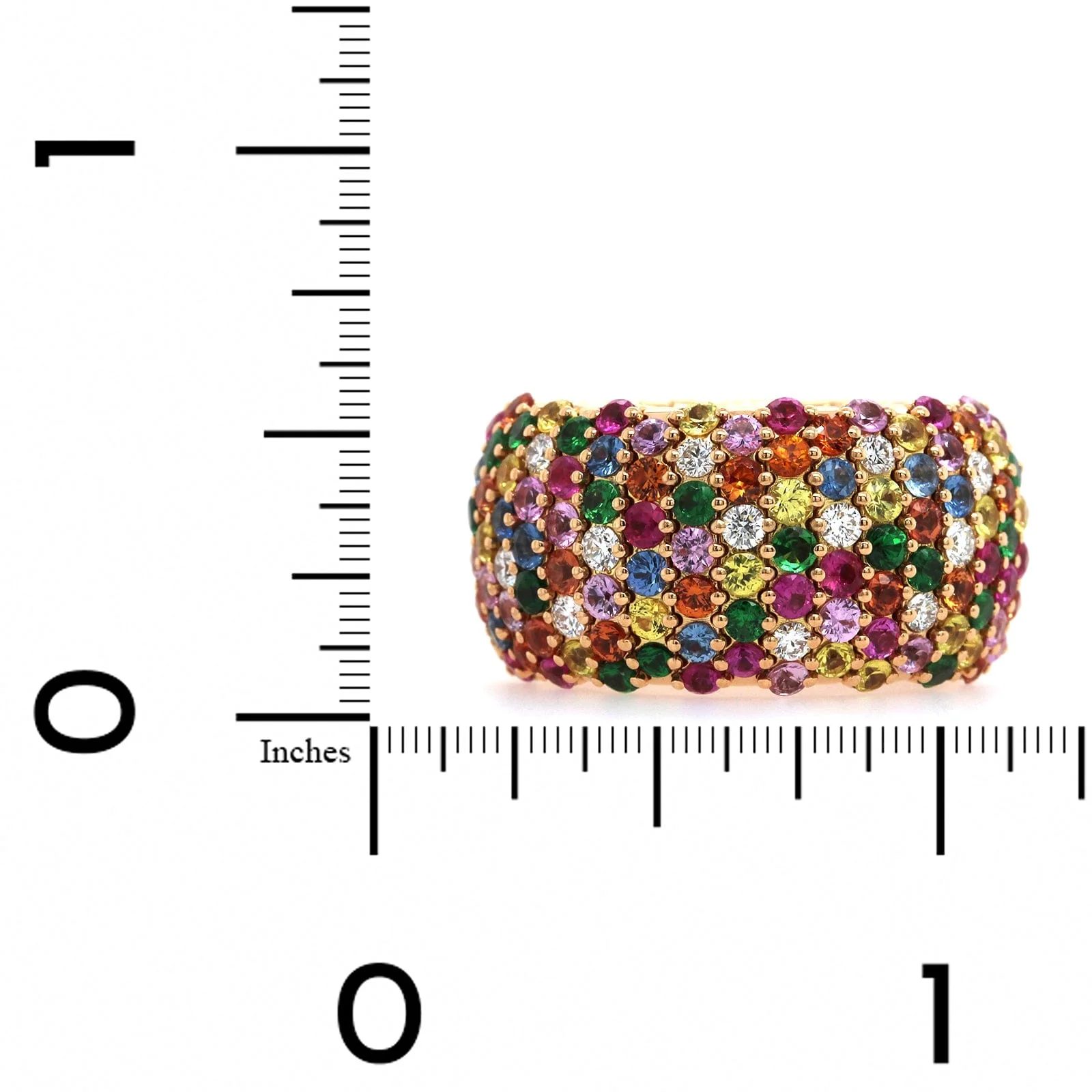Zydo 18K Yellow Gold Diamond & Gemstone Stretch Ring - Image 3