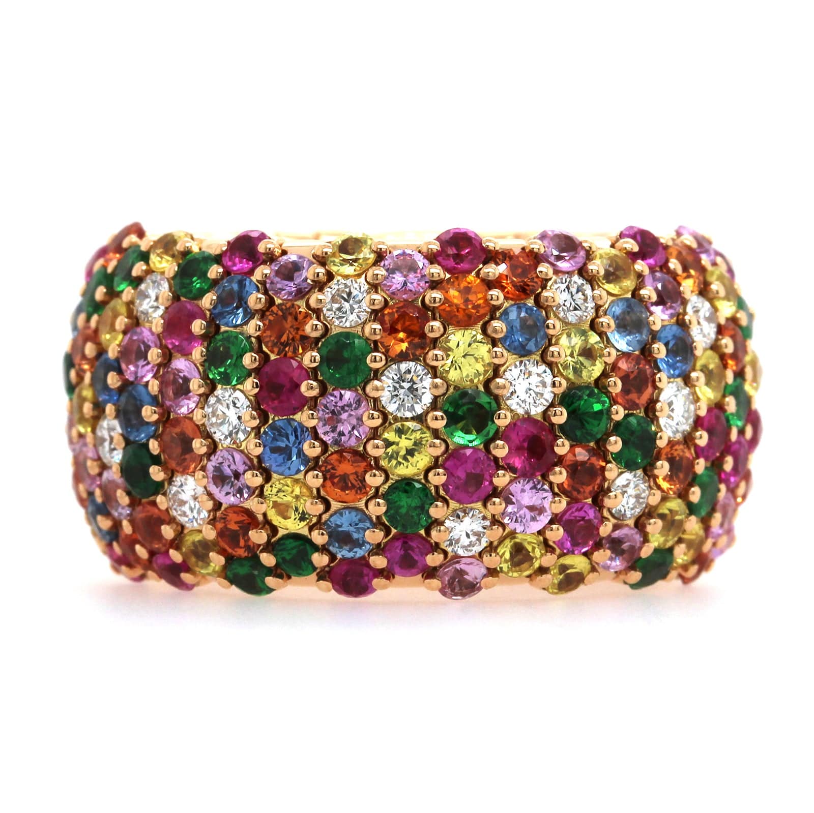 Zydo 18K Yellow Gold Diamond & Gemstone Stretch Ring - Image 4