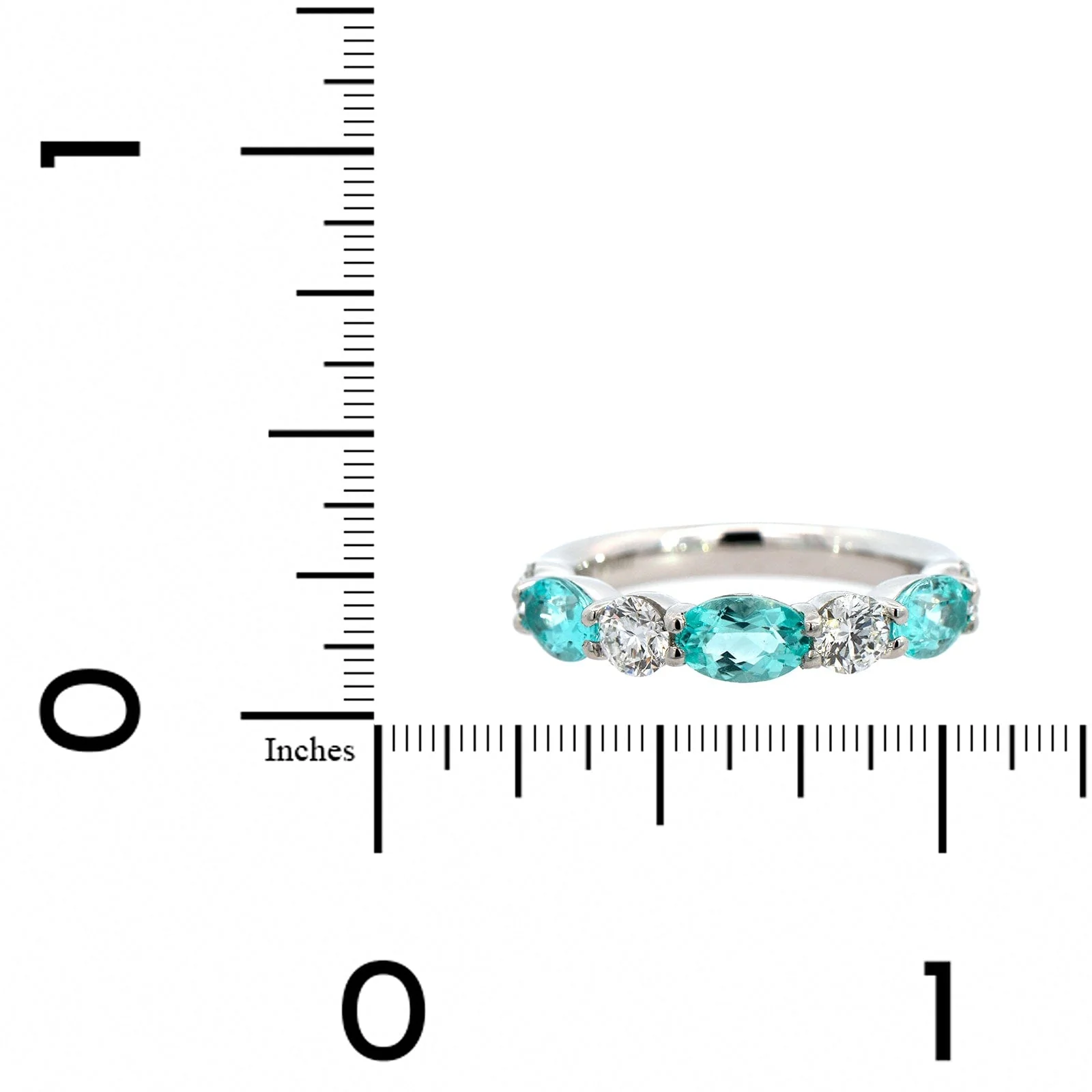 Platinum Alternating Round Diamond and Oval Paraiba Band - Image 4