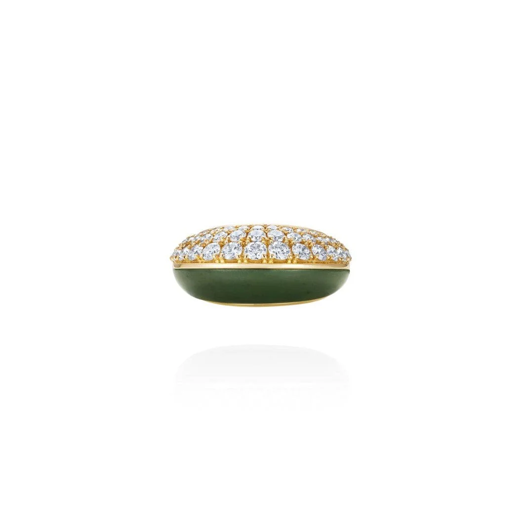 Fernando Jorge 18K Yellow Gold Diamond and Nephrite Jade Fluid Ring - Image 2