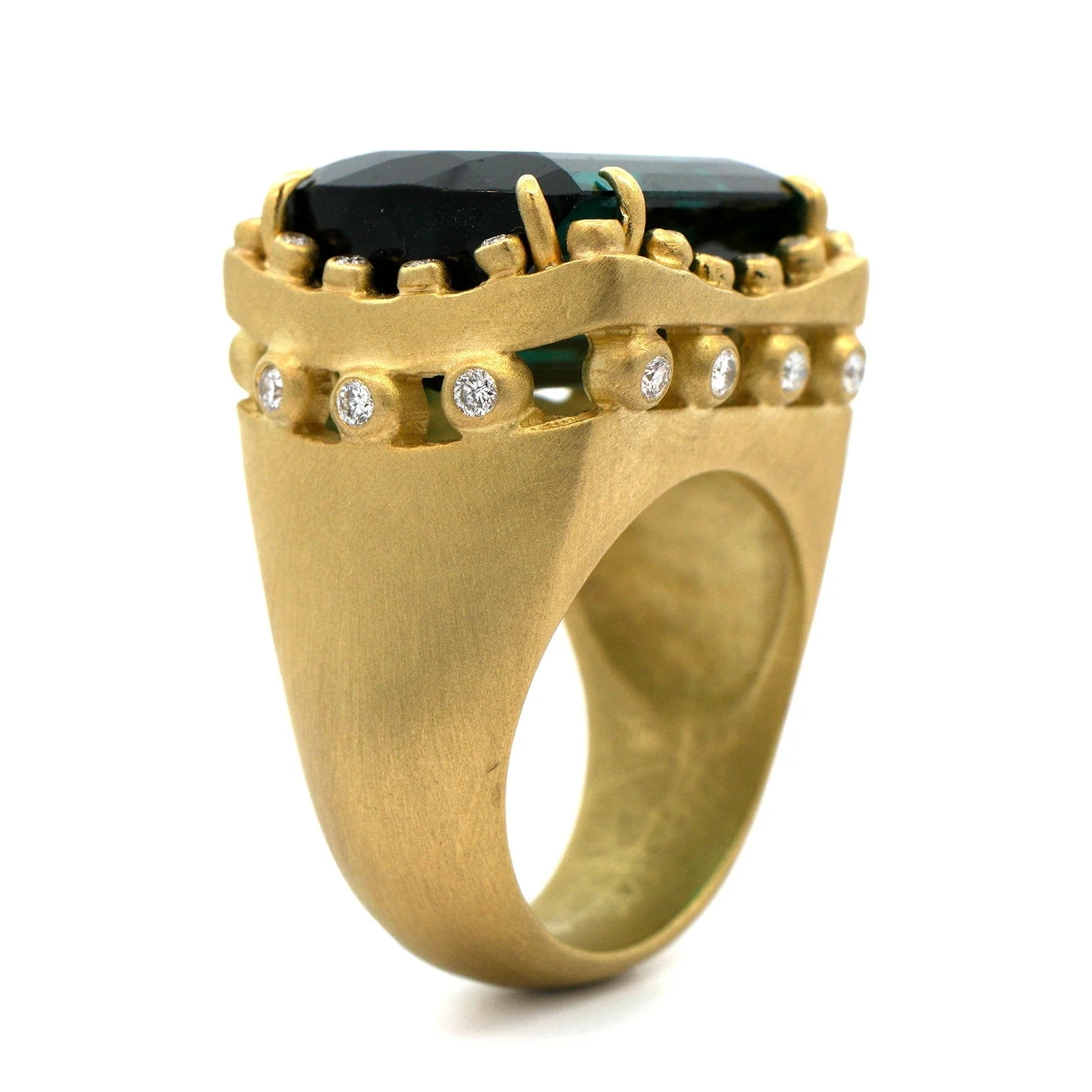 Suzy Landa 18K Yellow Gold Tourmaline and Diamond Cocktail Ring - Image 2