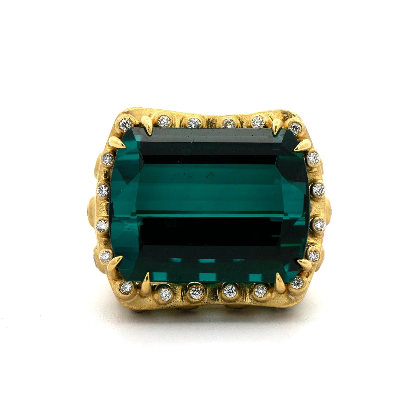 Suzy Landa 18K Yellow Gold Tourmaline and Diamond Cocktail Ring - Image 4
