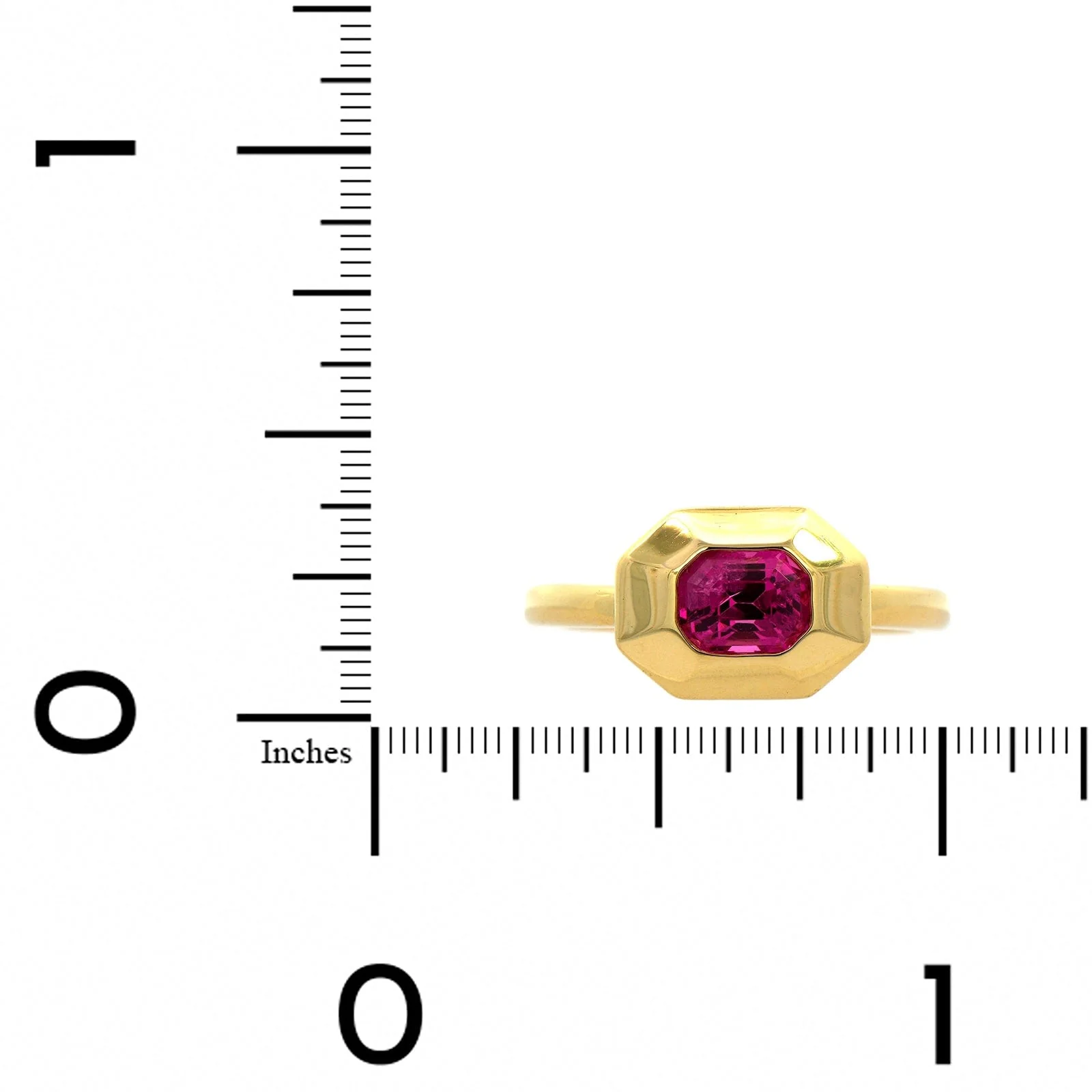 18K Yellow Gold Bezel Set Pink Spinel Ring - Image 3