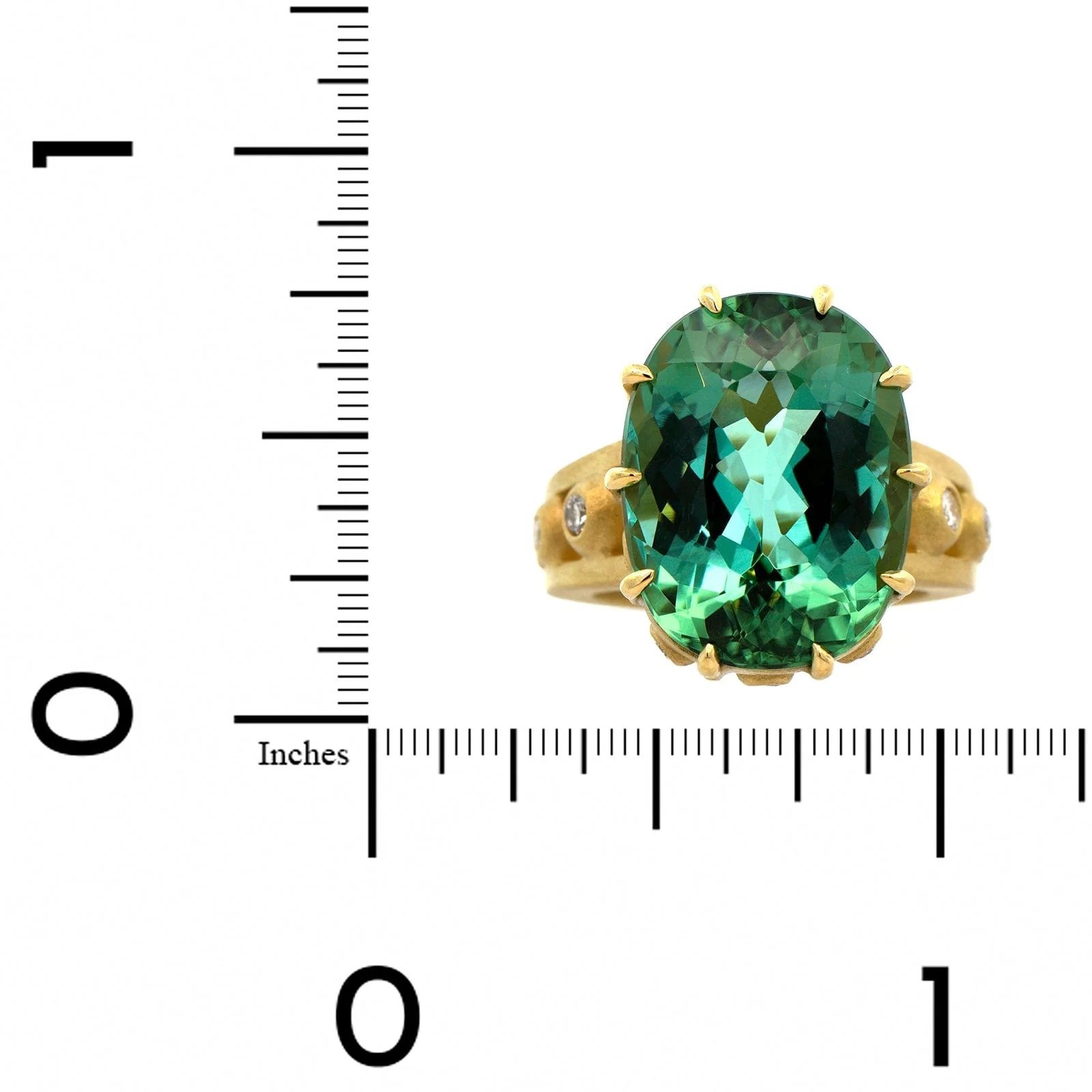 Suzy Landa 18K Yellow Gold Large Oval Tourmaline and Diamond Cocktail Ring - Image 3