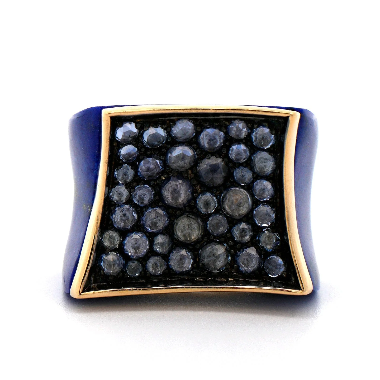 Etho Maria 18K Yellow Gold and Sterling Silver Sapphire and Lapis Ring - Image 4