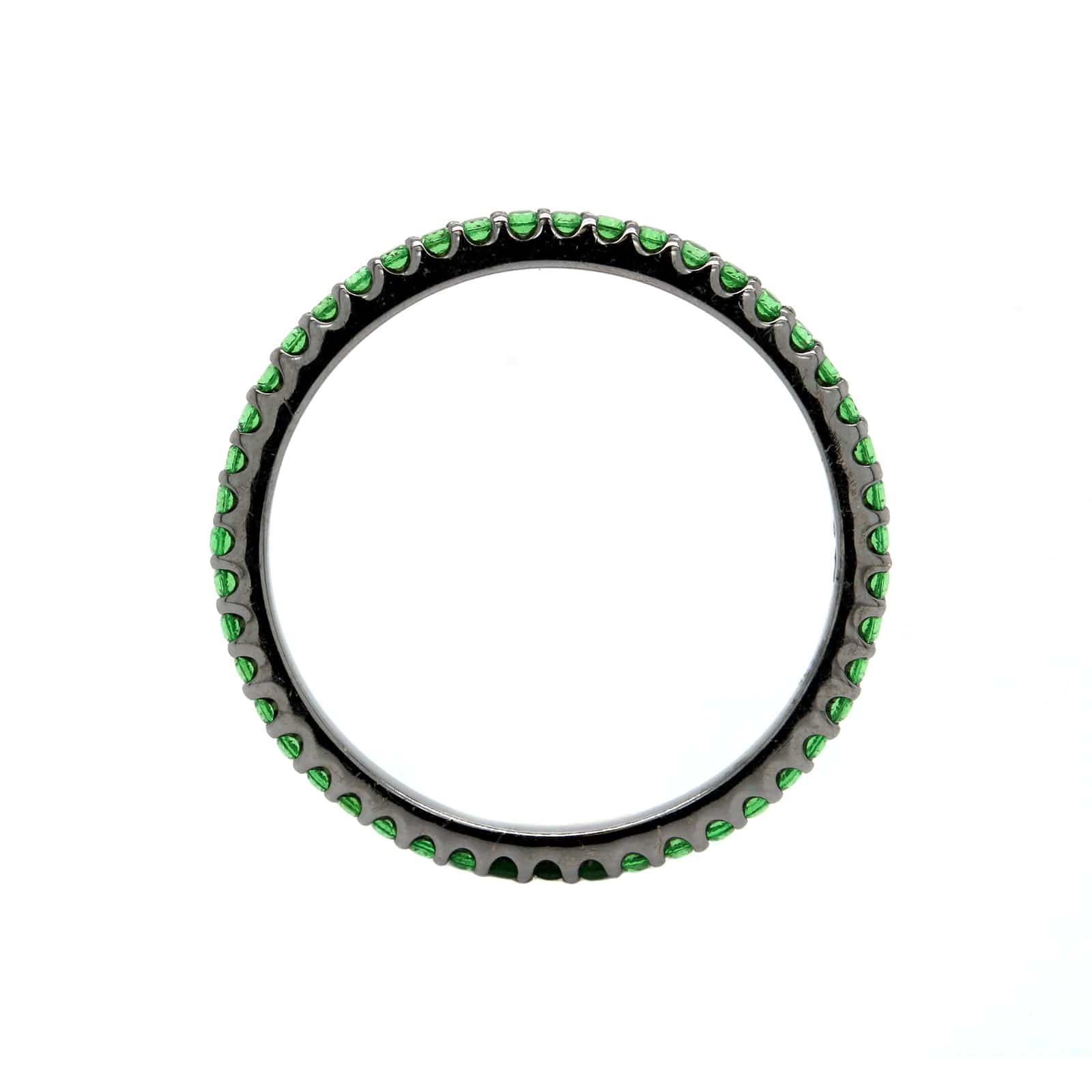 18K White Gold Shared Prong Tsavorite Ring - Image 3