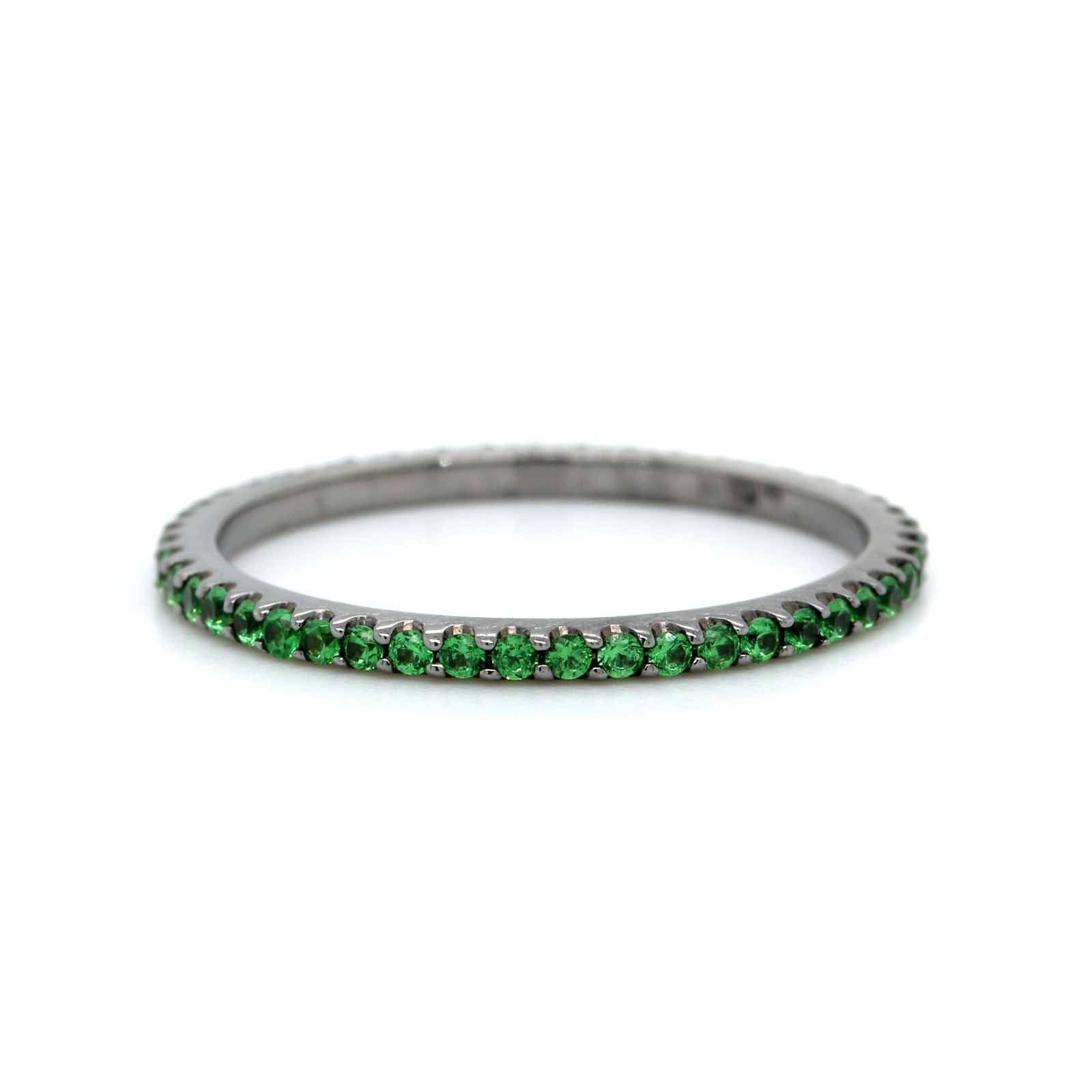 18K White Gold Shared Prong Tsavorite Ring - Image 5