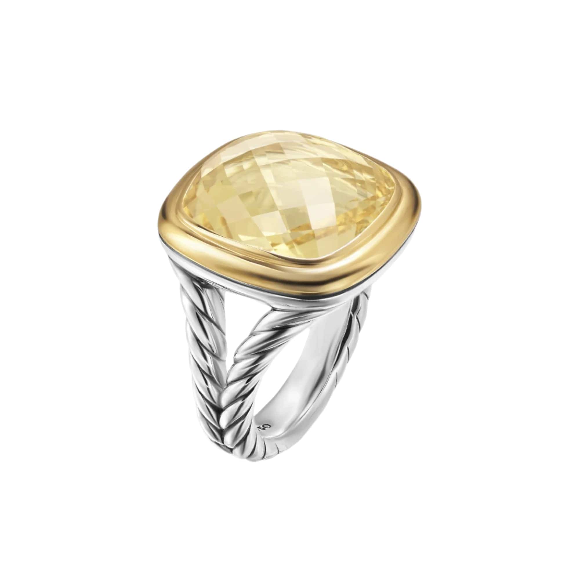 Albion® Ring Sterling Silver with 18K Yellow Gold and Champagne Citrine, 15mm - Image 2