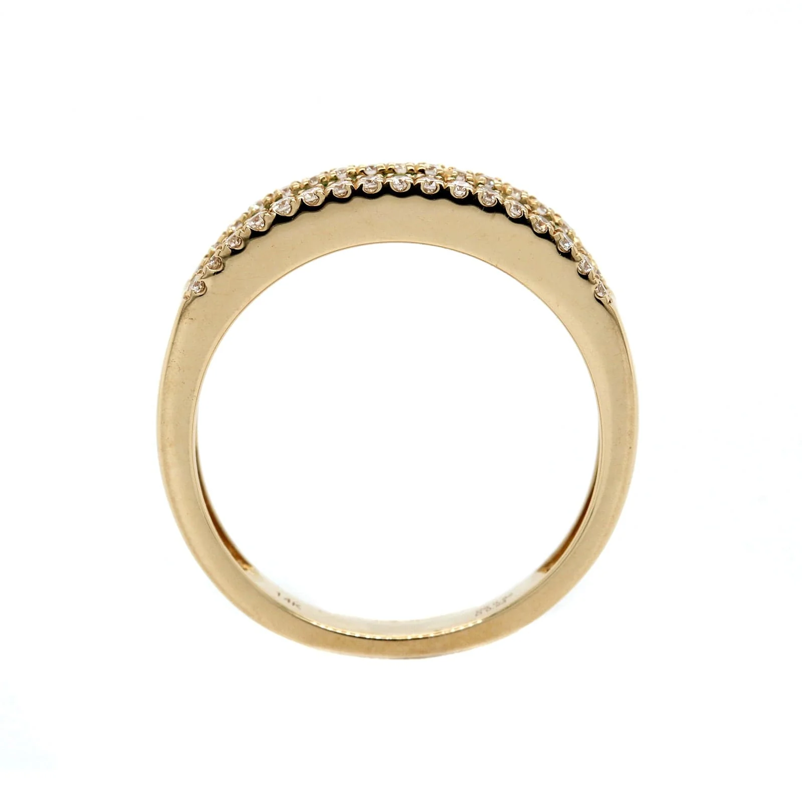 14K Yellow Gold 3 Row Tsavorite and Diamond Band - Image 3