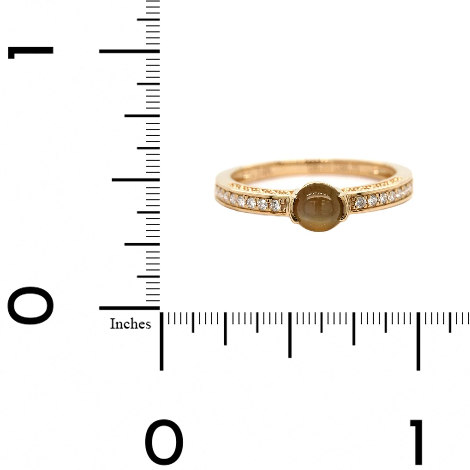 14K Yellow Gold Cabochon Alexandrite and Diamond Ring - Image 4