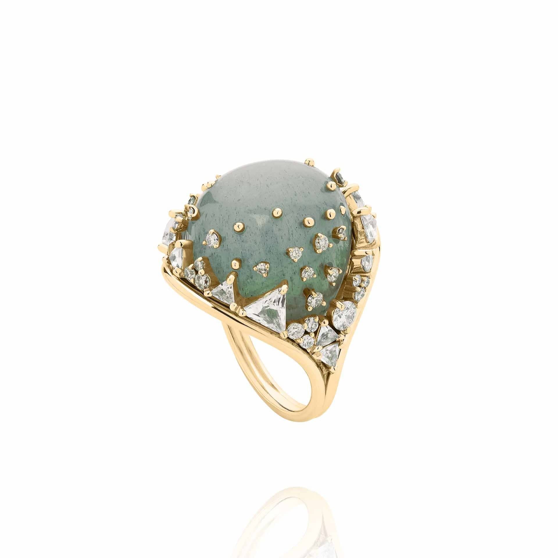 Fernando Jorge 18K Yellow Gold Diamond, Aquamarine, and Topaz Fusion Ring