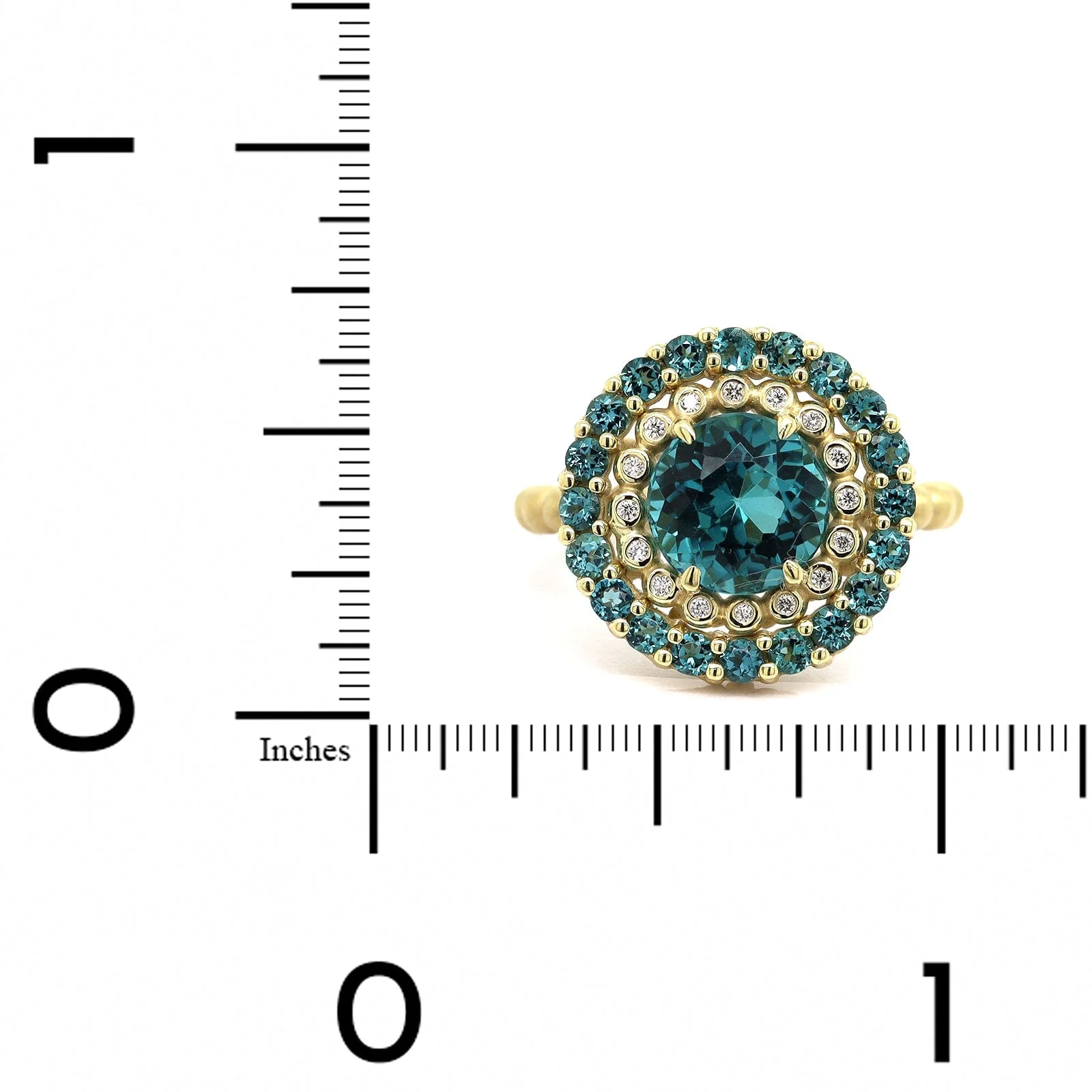 Suzy Landa 18K Yellow Gold Blue Tourmaline and Diamond Ring - Image 4