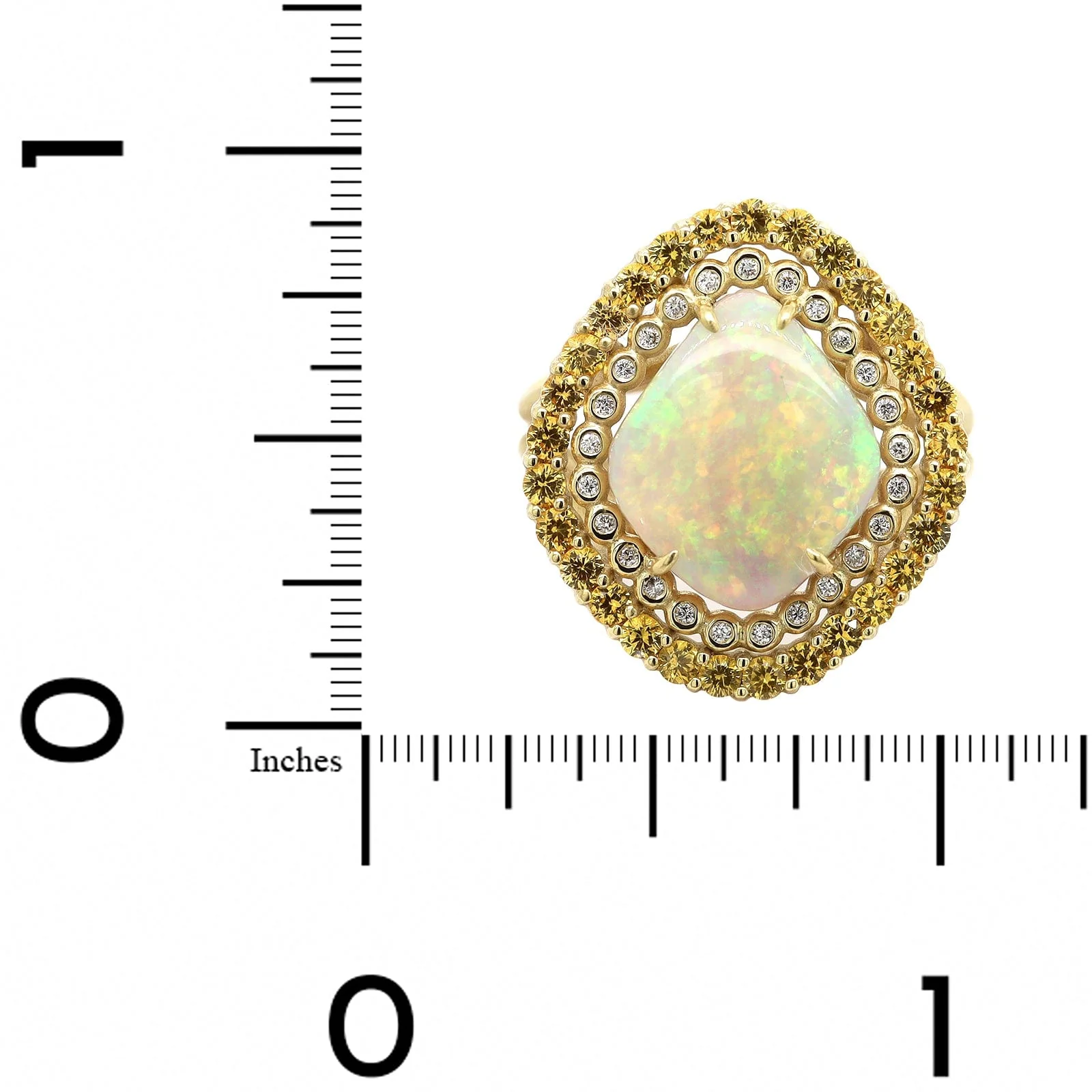 Suzy Landa 18K Yellow Gold Opal, Sapphire, and Diamond Cocktail Ring - Image 4