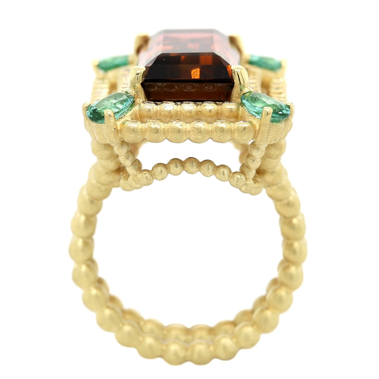 Suzy Landa 18K Yellow Gold Emerald Cut Watermelon Tourmaline and Diamond Ring - Image 3