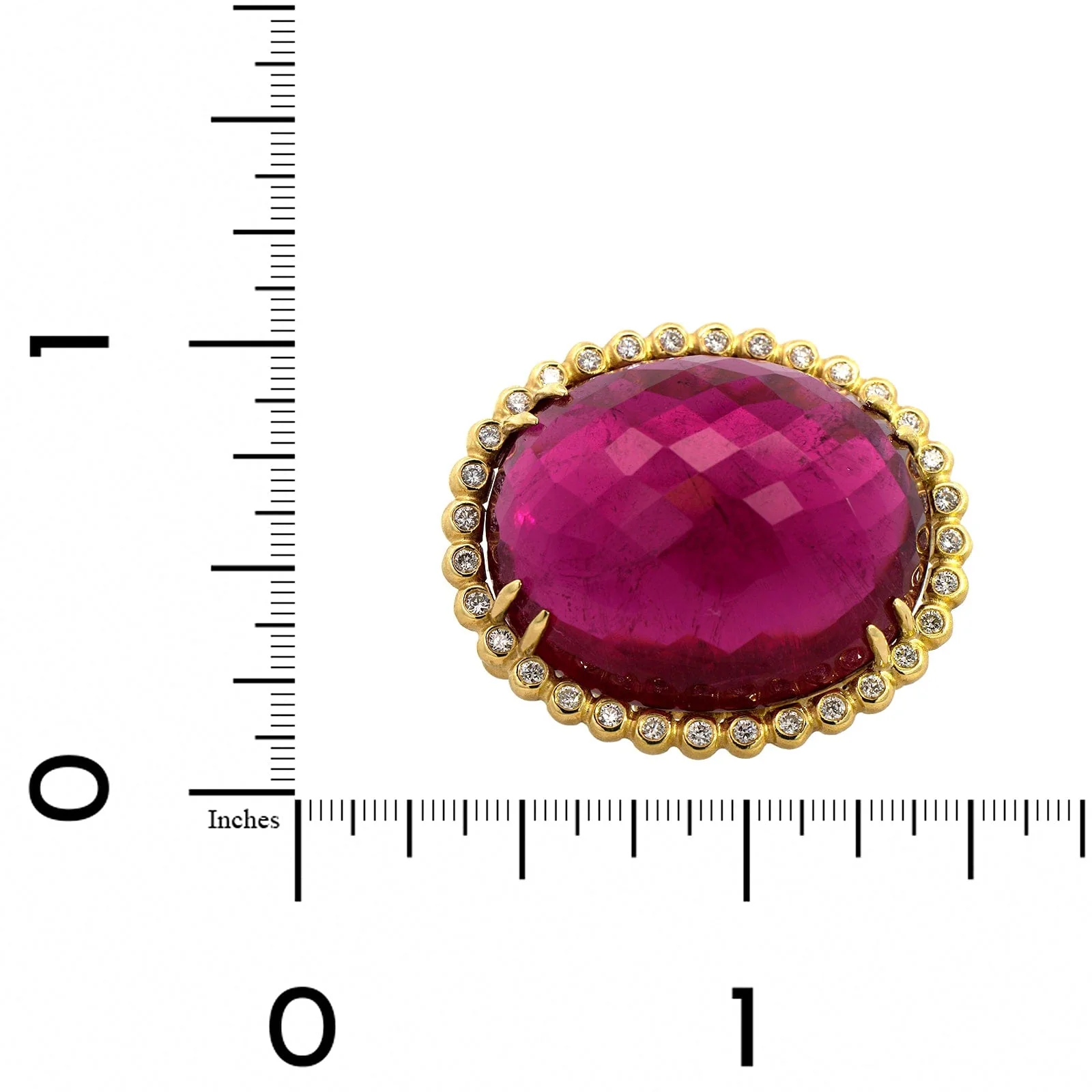 Suzy Landa 18K Yellow Gold Oval Rubellite and Diamond Cocktail Ring - Image 3