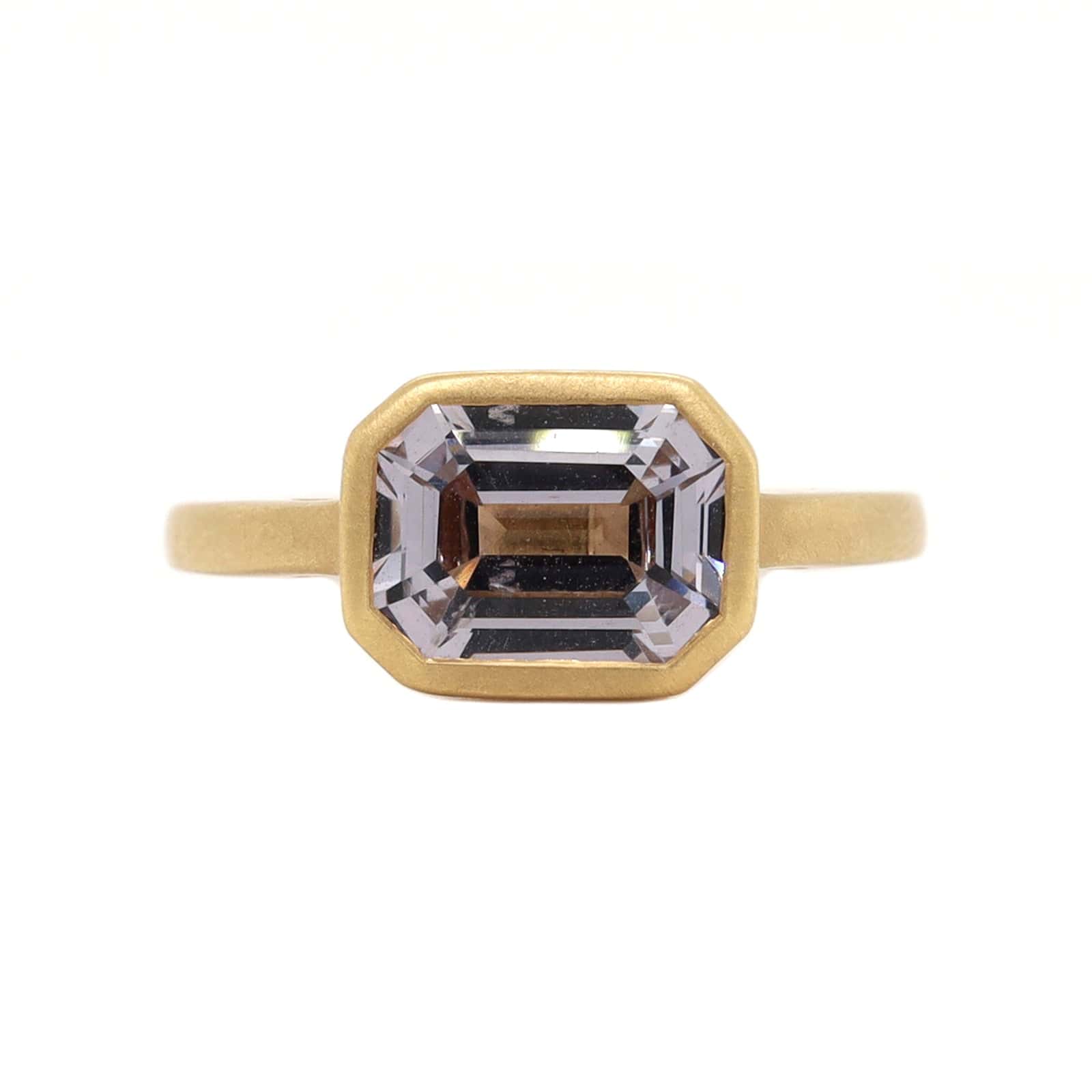 18K Yellow Gold Emerald Cut Gray Spinel Ring
