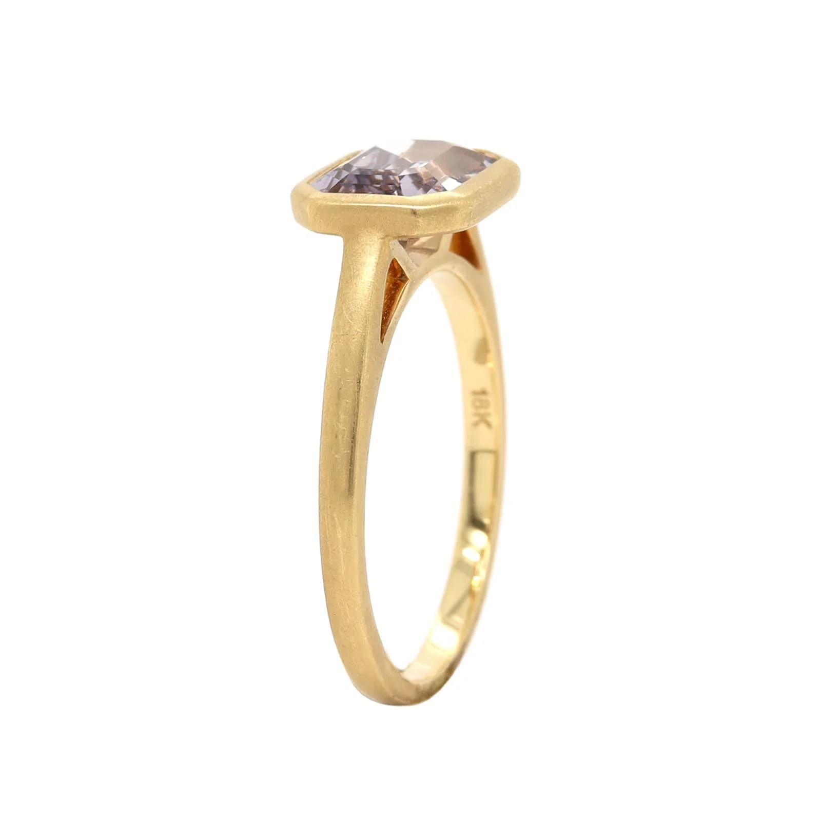 18K Yellow Gold Emerald Cut Gray Spinel Ring - Image 2