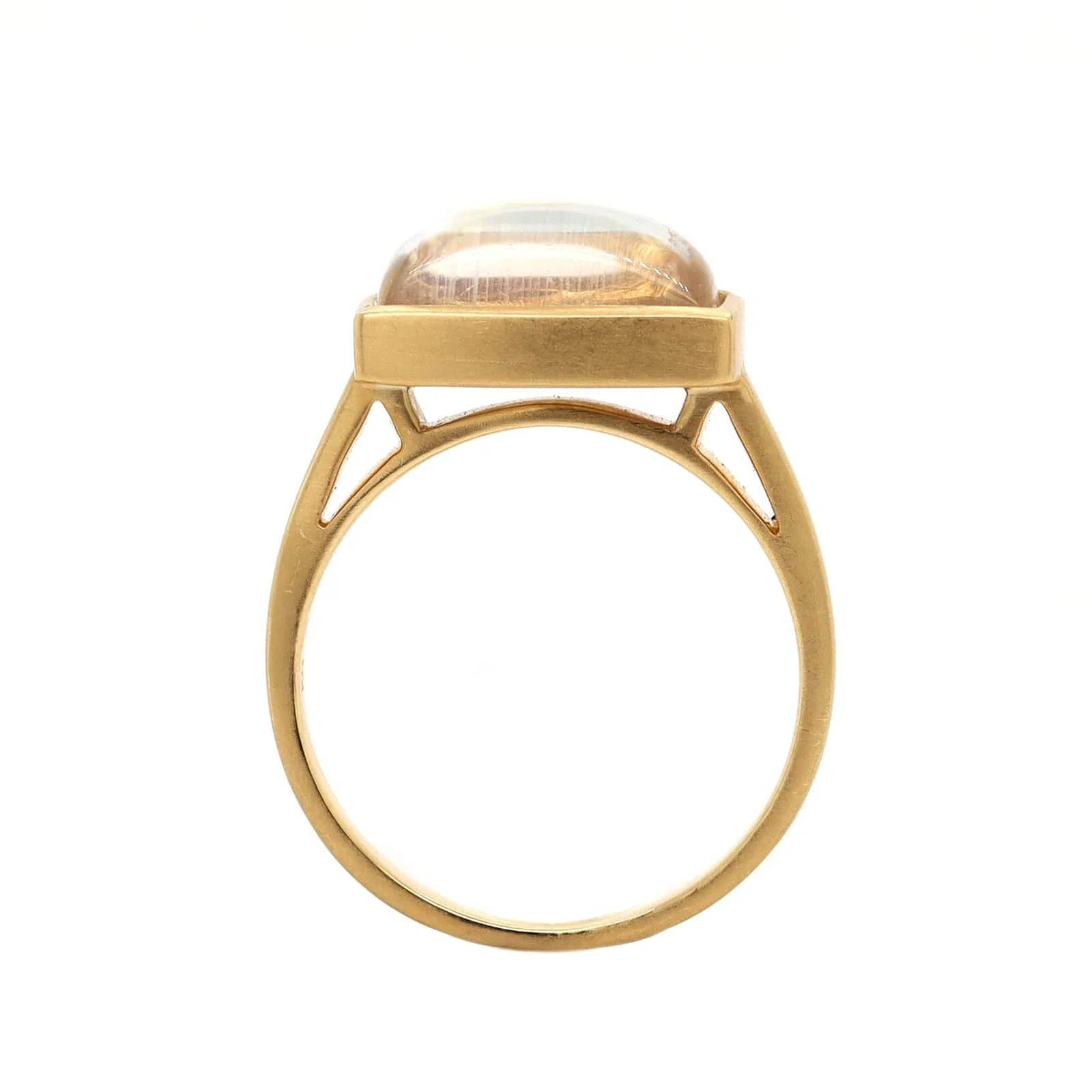 18K Yellow Gold Rectangular Moonstone Ring - Image 3