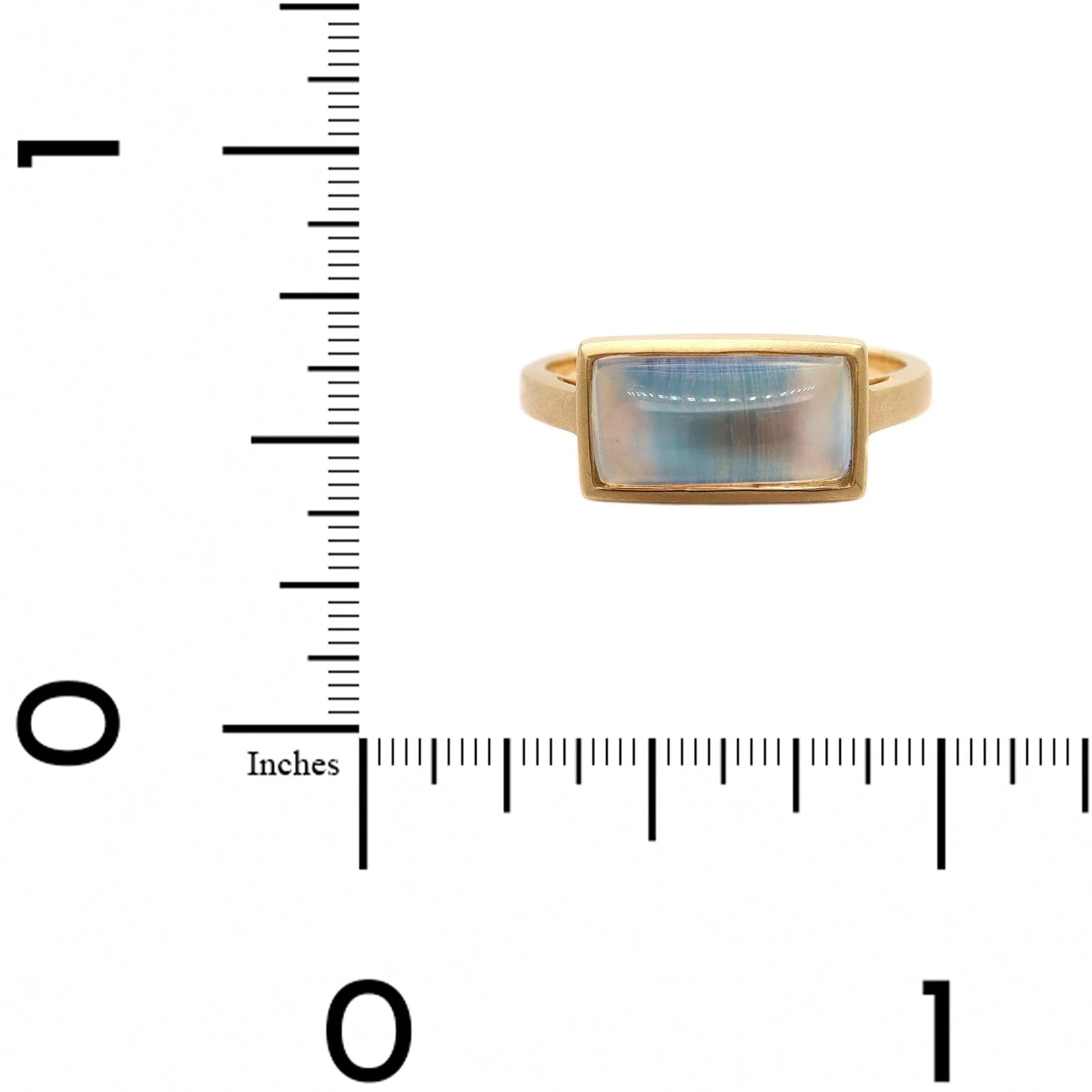 18K Yellow Gold Rectangular Moonstone Ring - Image 4