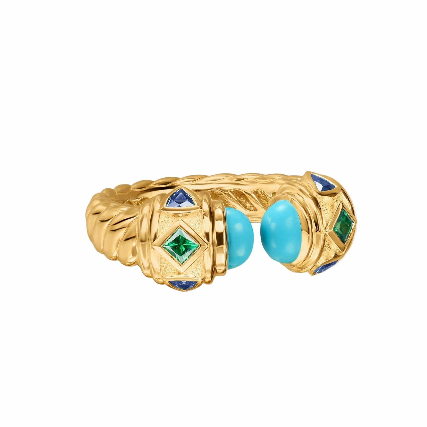 Renaissance® Color Ring 18K Yellow Gold with Turquoise, Tsavorite and Tanzanite, 9.9mm