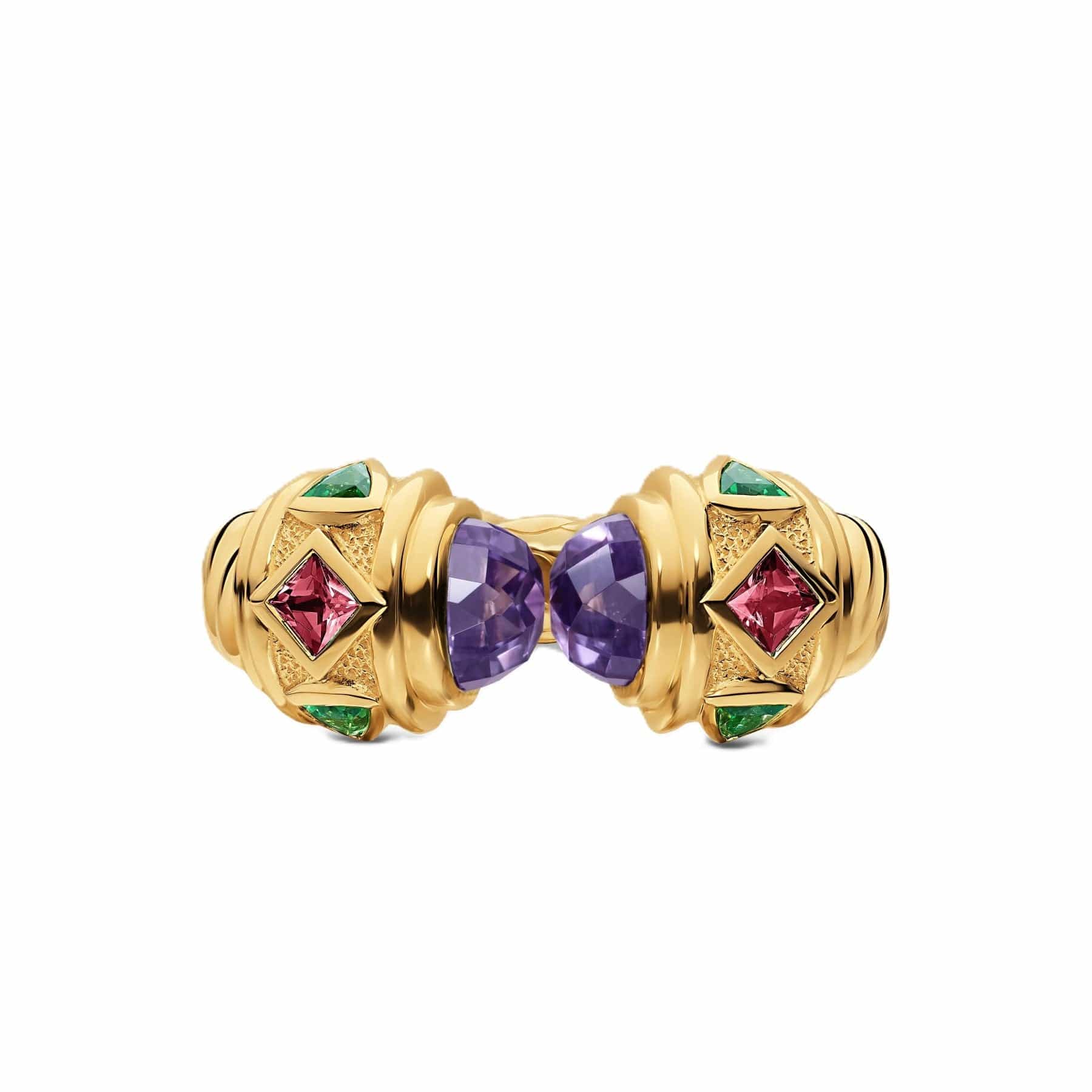 Renaissance® Color Ring 18K Yellow Gold with Amethyst, Pink Tourmaline and Tsavorites, 9.9mm - Image 4